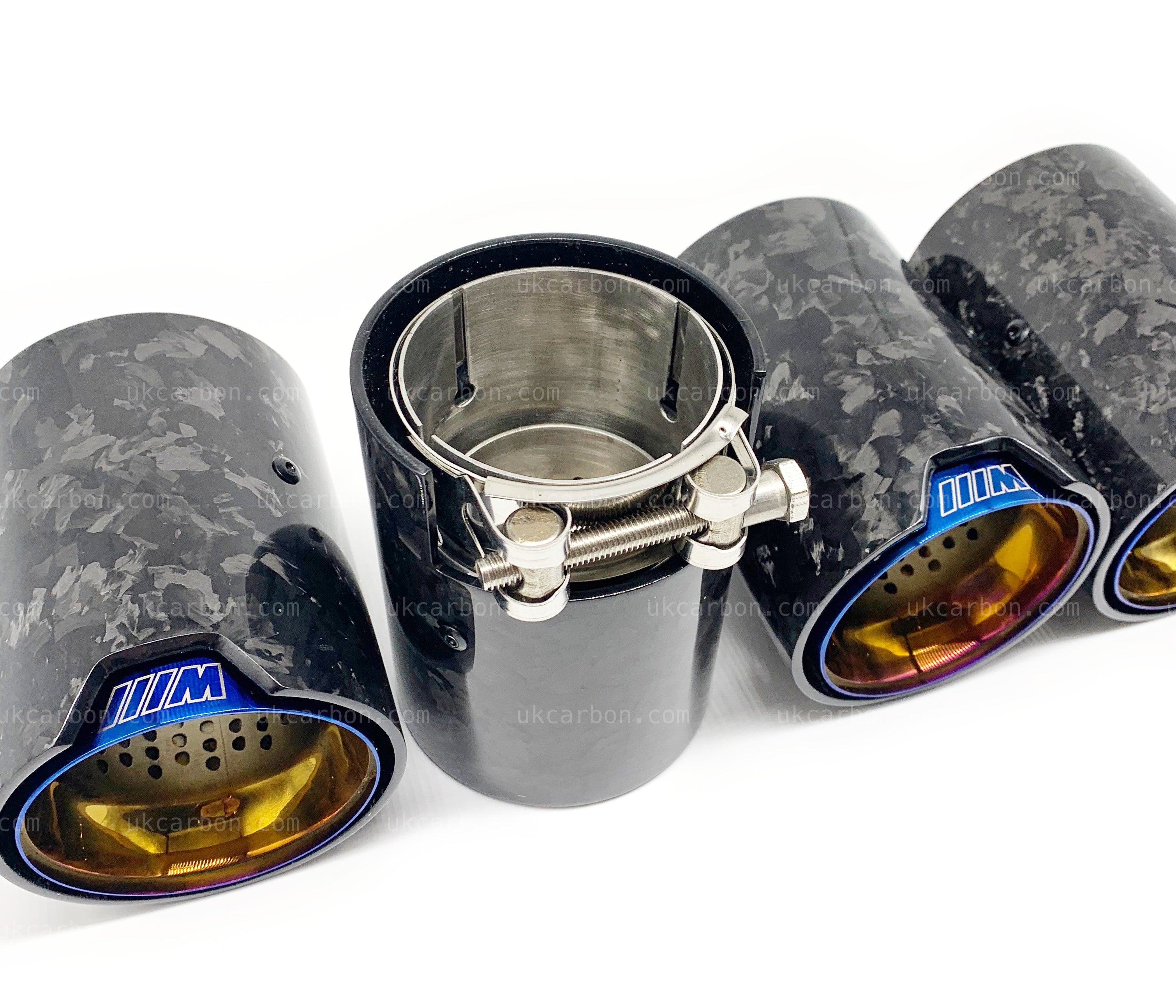 BMW M2 M3 M4 Exhaust Tips Blue Forged Carbon Fibre F87 F80 F82 F83 by UKCarbon