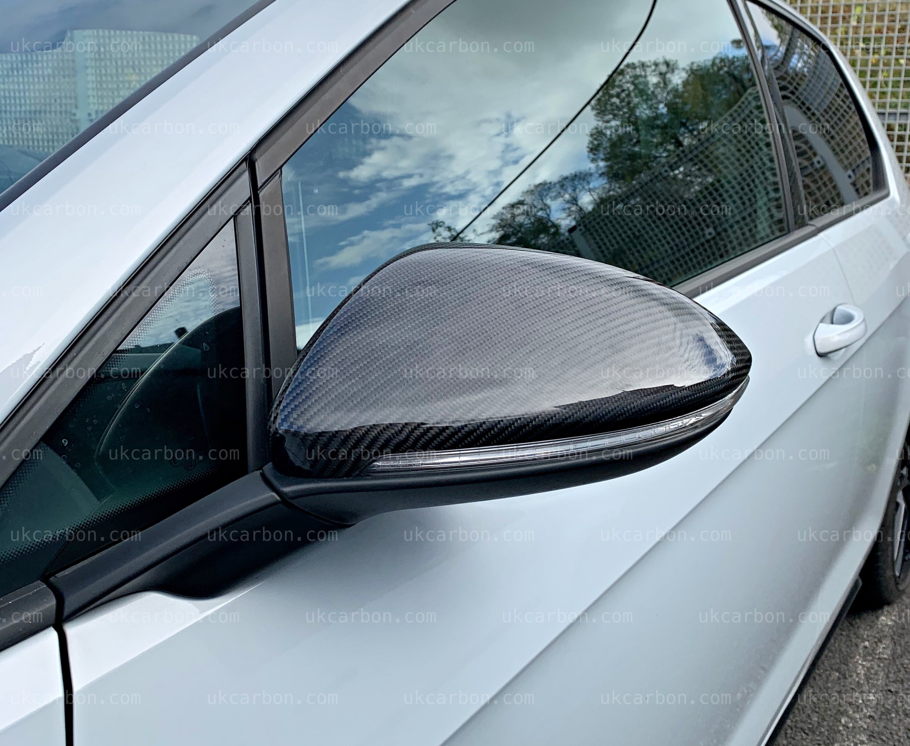 UKCARBON Carbon Fibre Wing Mirror Cover Replacements For VW Golf MK7 GTD TDI