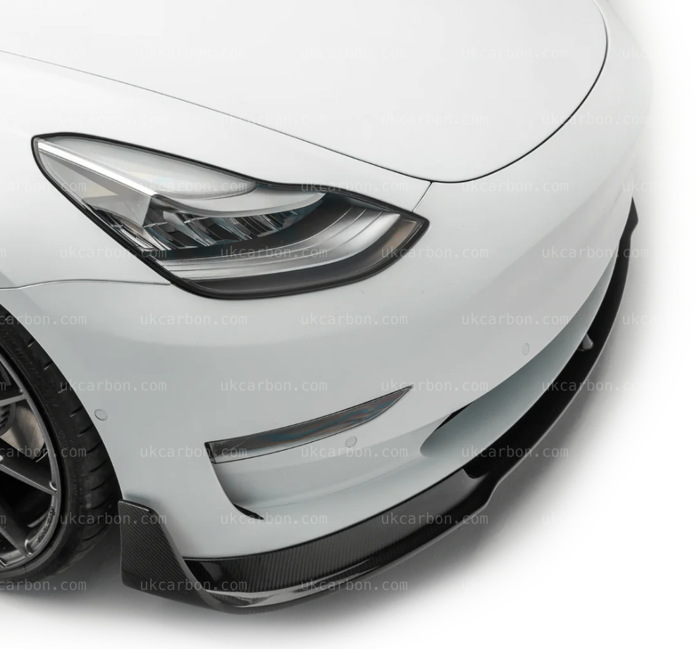 Tesla Model 3 Splitter Carbon Fibre Front Bumper Body Kit 2016-2021 by UKCarbon