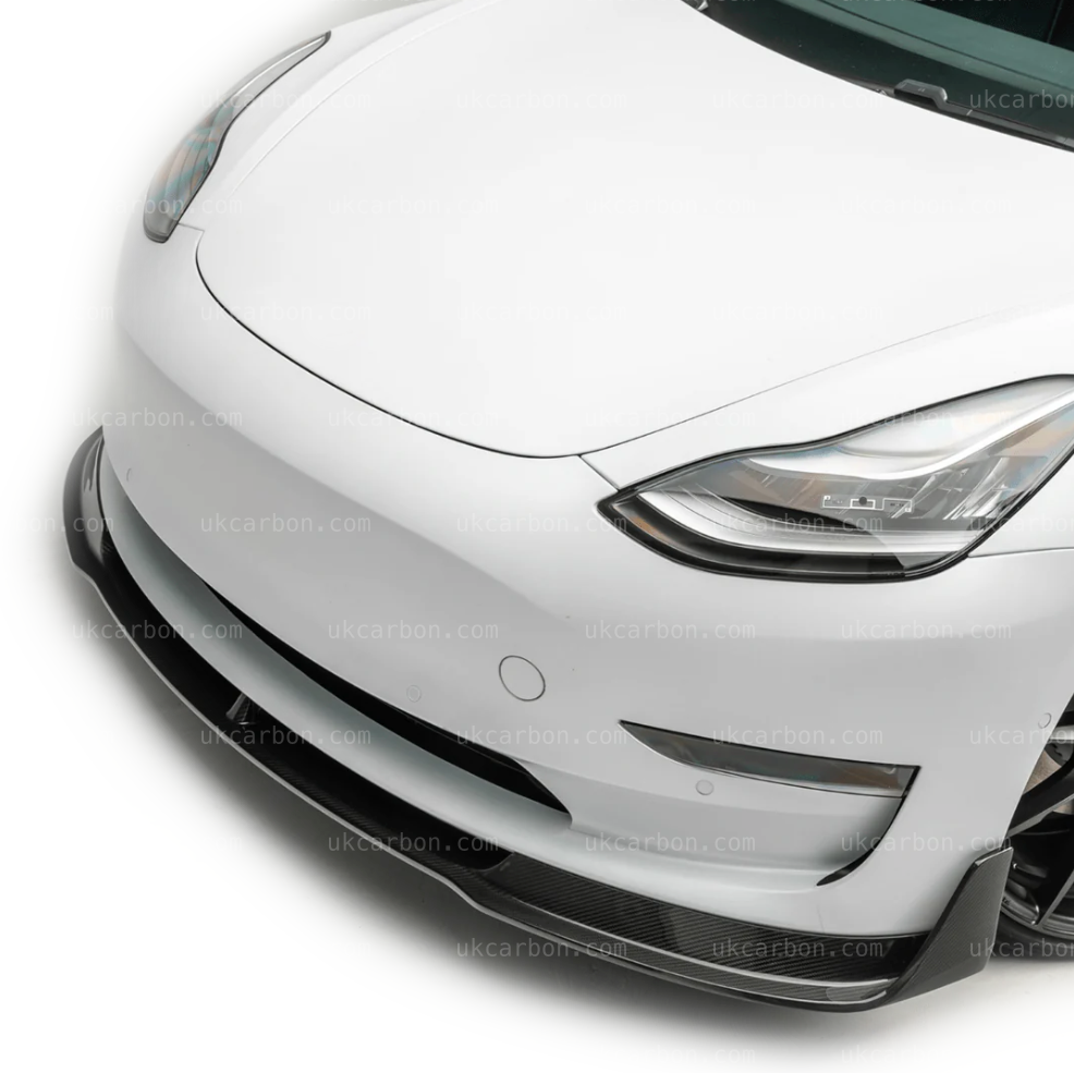Tesla Model 3 Splitter Carbon Fibre Front Bumper Body Kit 2016-2021 by UKCarbon