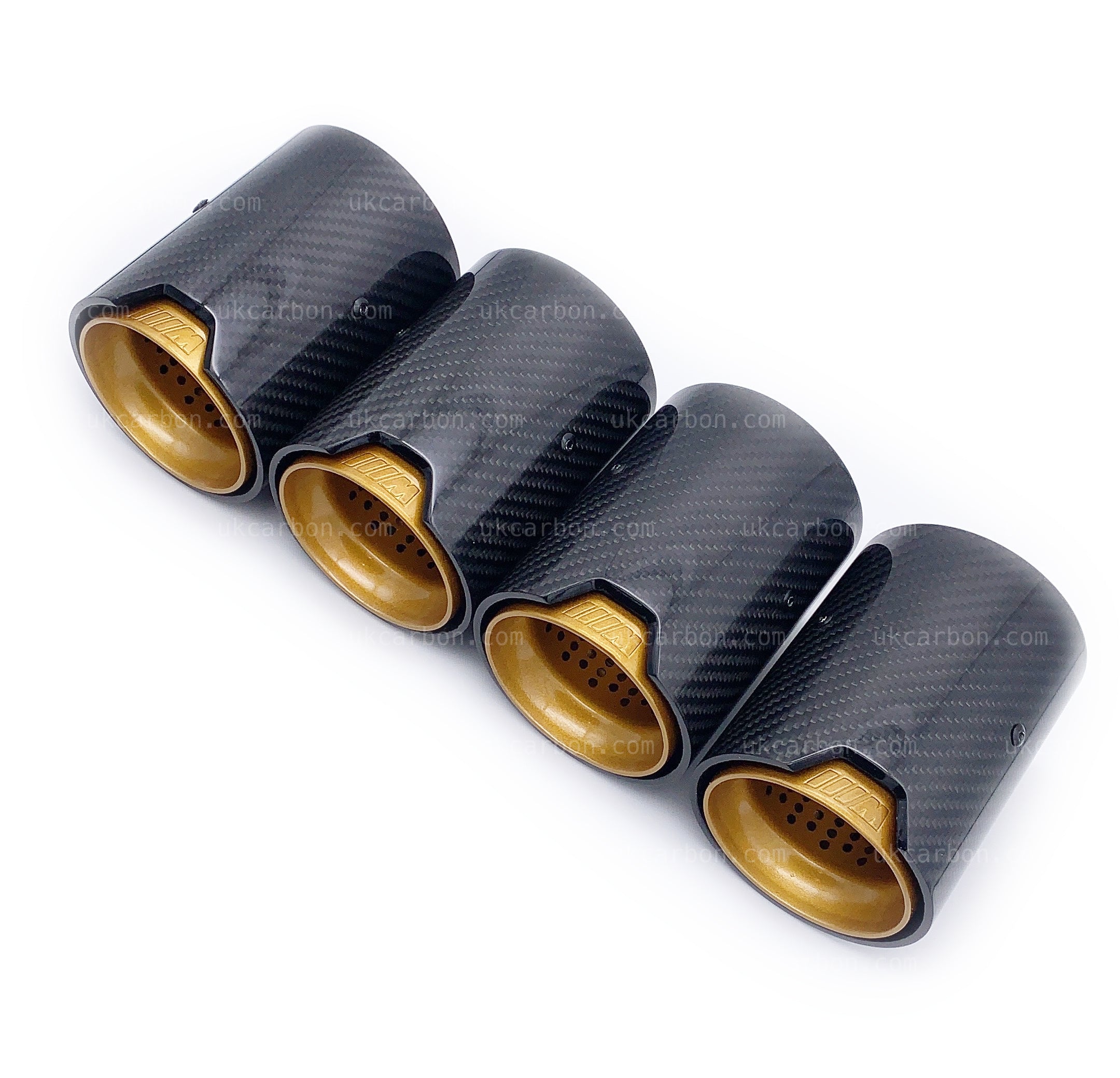 BMW M2 M3 M4 Carbon Exhaust Tips Gold Fibre MP MPE F87 F80 F82 F83 by UKCarbon