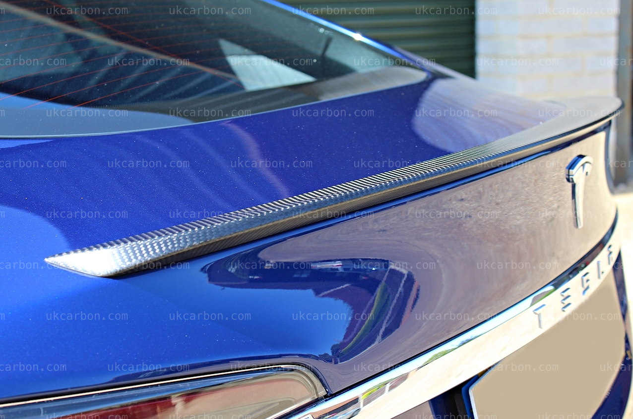 Tesla Model S Spoiler Matt Carbon Fibre Boot Lip Performance Style by UKCarbon