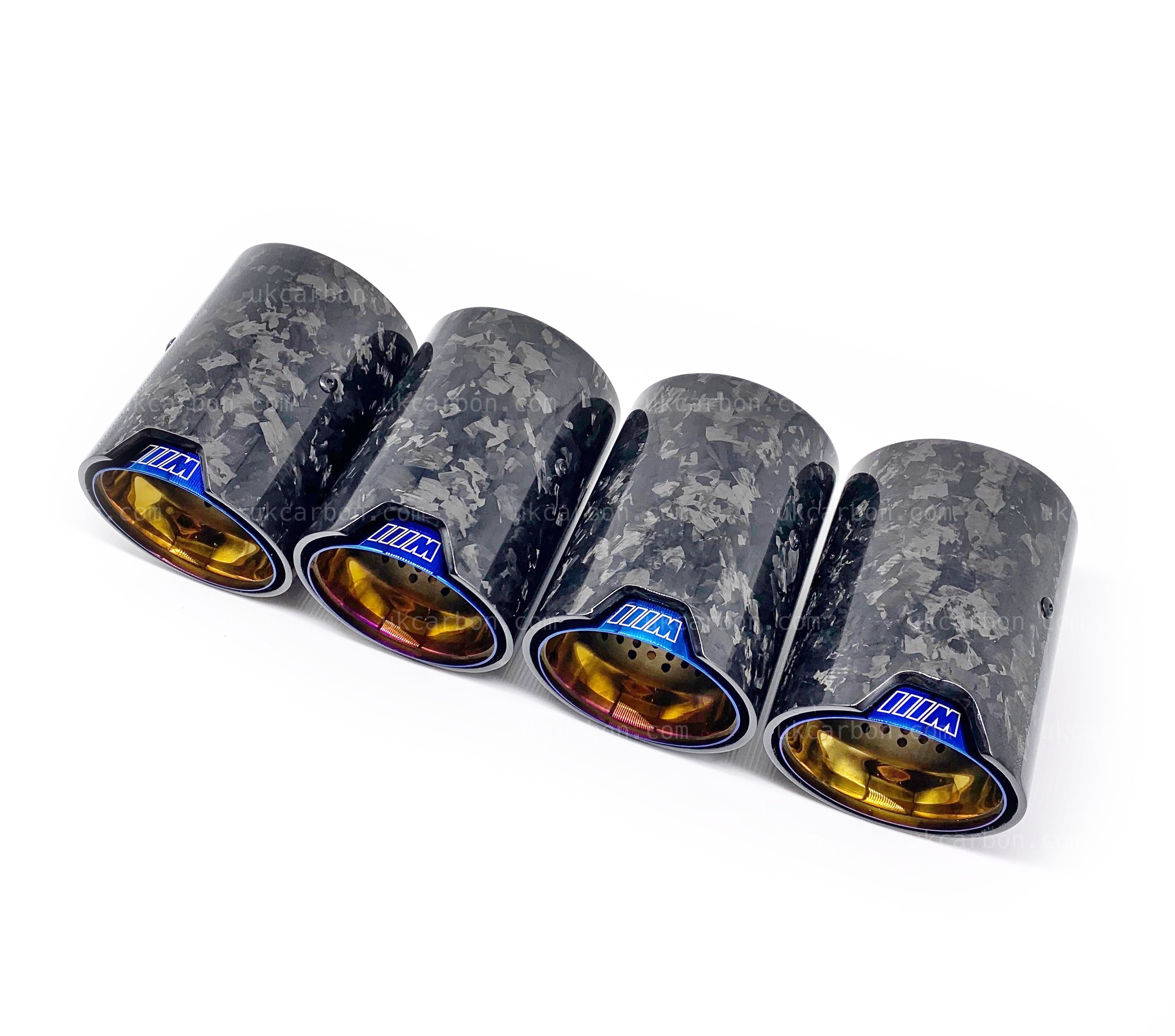BMW M2 M3 M4 Exhaust Tips Blue Forged Carbon Fibre F87 F80 F82 F83 by UKCarbon
