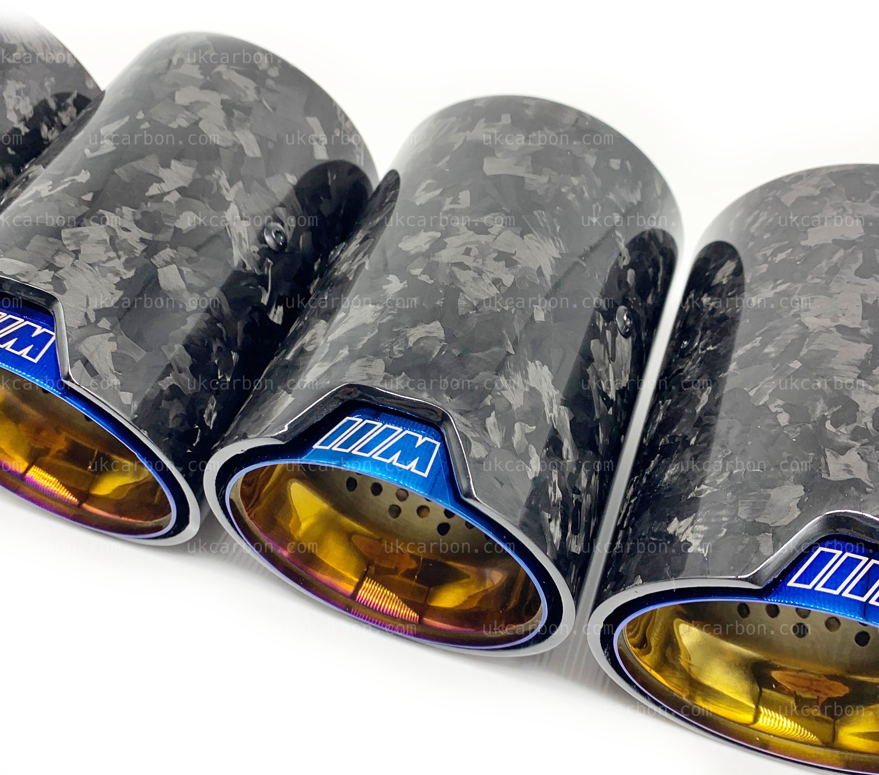 BMW M2 M3 M4 Exhaust Tips Blue Forged Carbon Fibre F87 F80 F82 F83 by UKCarbon