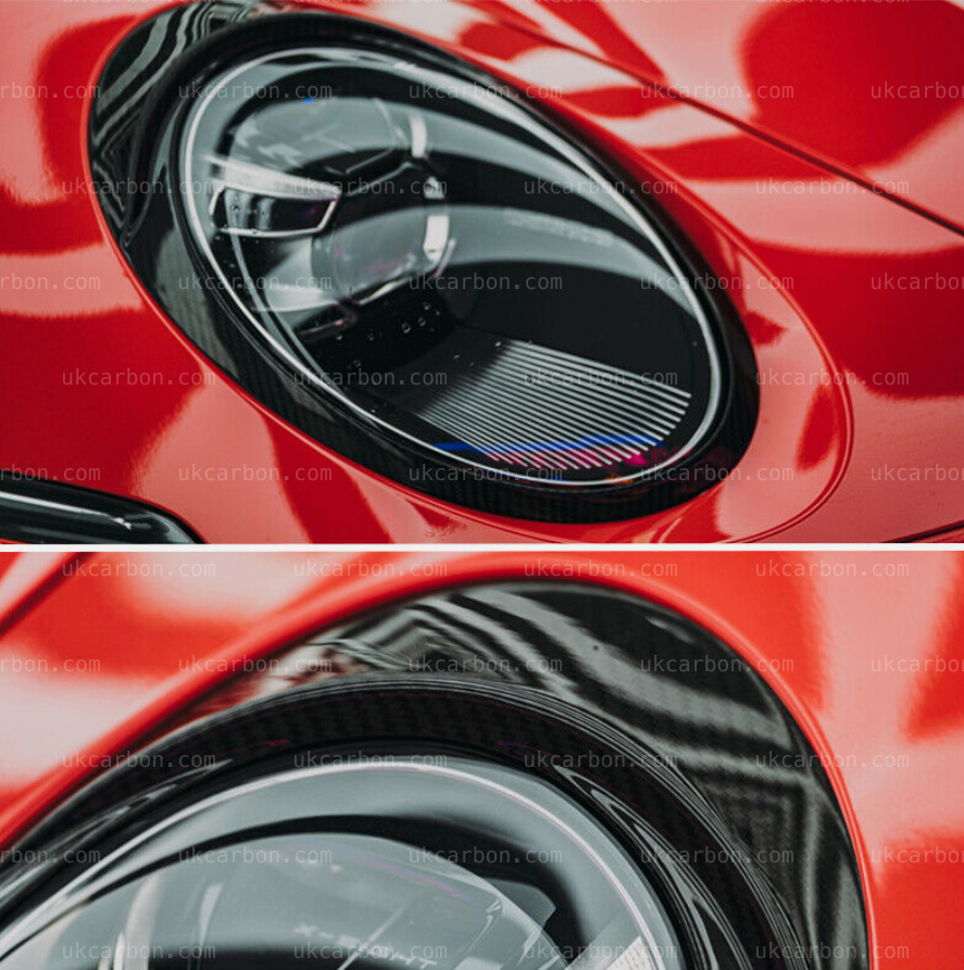 Porsche 911 992 Carbon Headlight Trim Carrera Turbo S GT3 Targa by UKCarbon