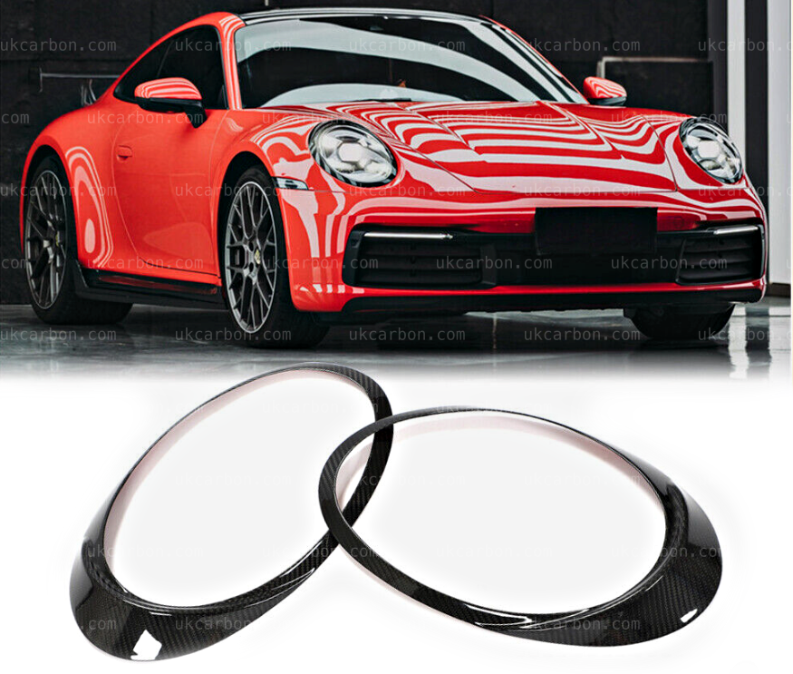 Porsche 911 992 Carbon Headlight Trim Carrera Turbo S GT3 Targa by UKCarbon