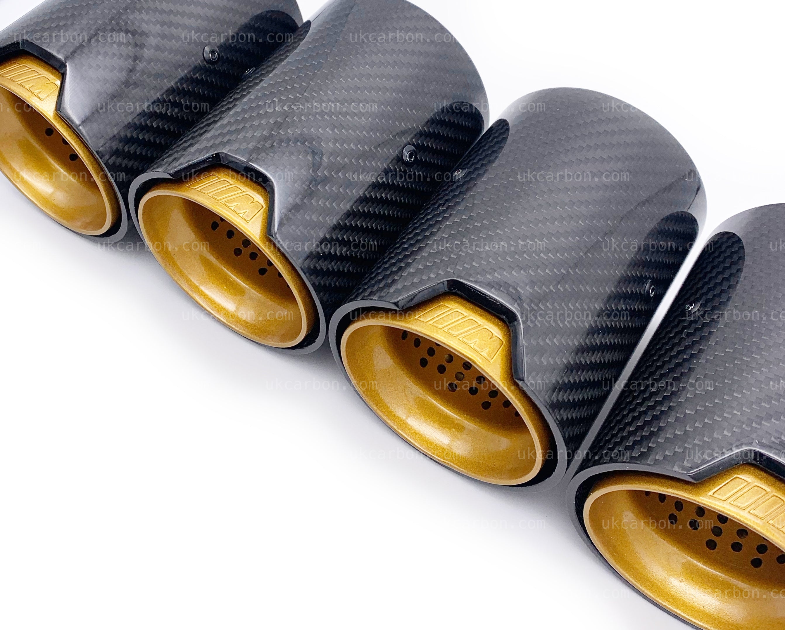 BMW M2 M3 M4 Carbon Exhaust Tips Gold Fibre MP MPE F87 F80 F82 F83 by UKCarbon