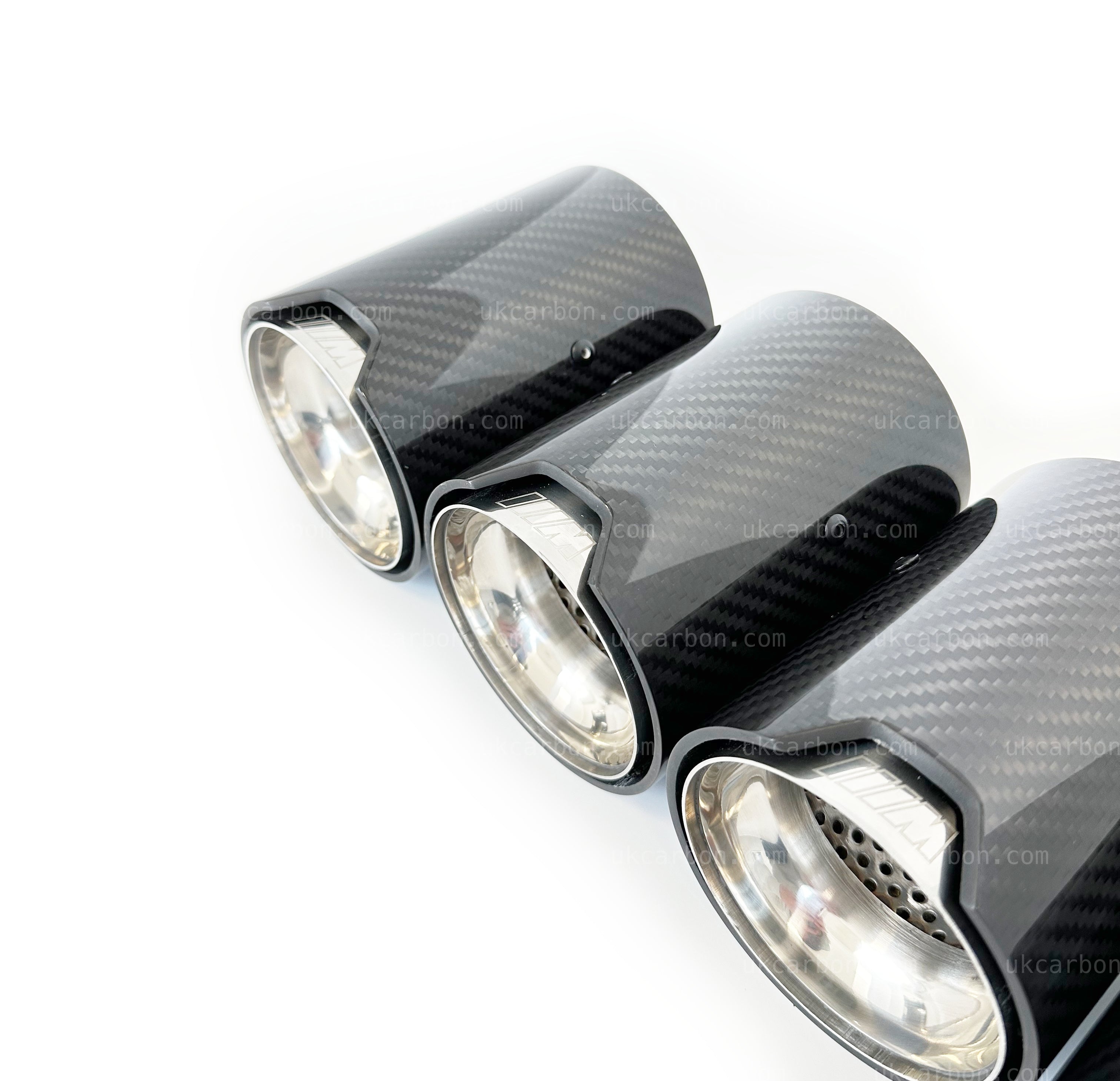 BMW M2 M3 M4 Carbon Exhaust Tips Silver Fibre MP MPE F87 F80 F82 F83 by UKCarbon