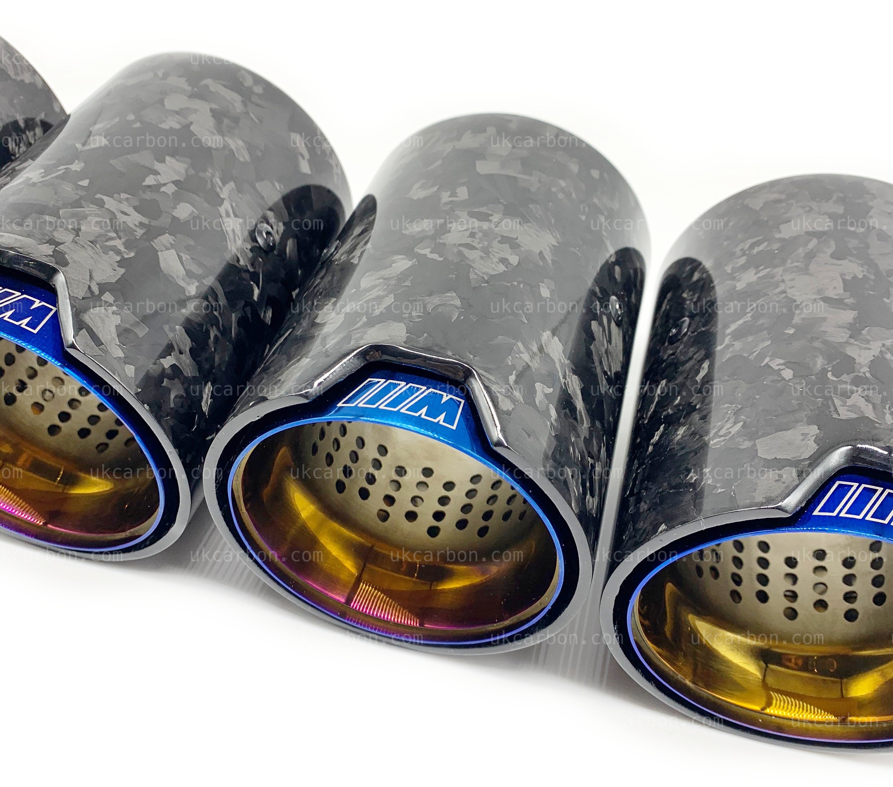 BMW M2 M3 M4 Exhaust Tips Blue Forged Carbon Fibre F87 F80 F82 F83 by UKCarbon