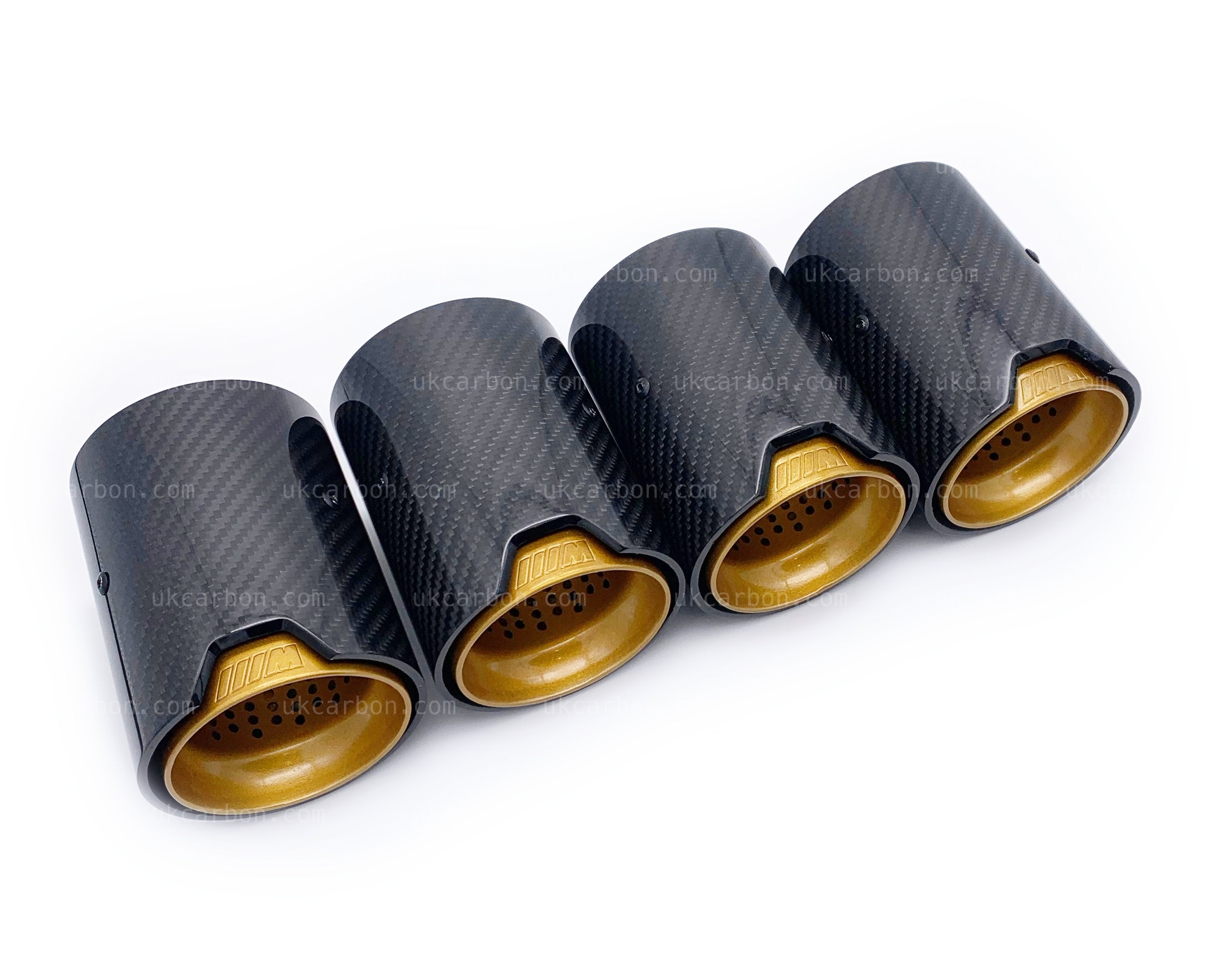 BMW M2 M3 M4 Carbon Exhaust Tips Gold Fibre MP MPE F87 F80 F82 F83 by UKCarbon