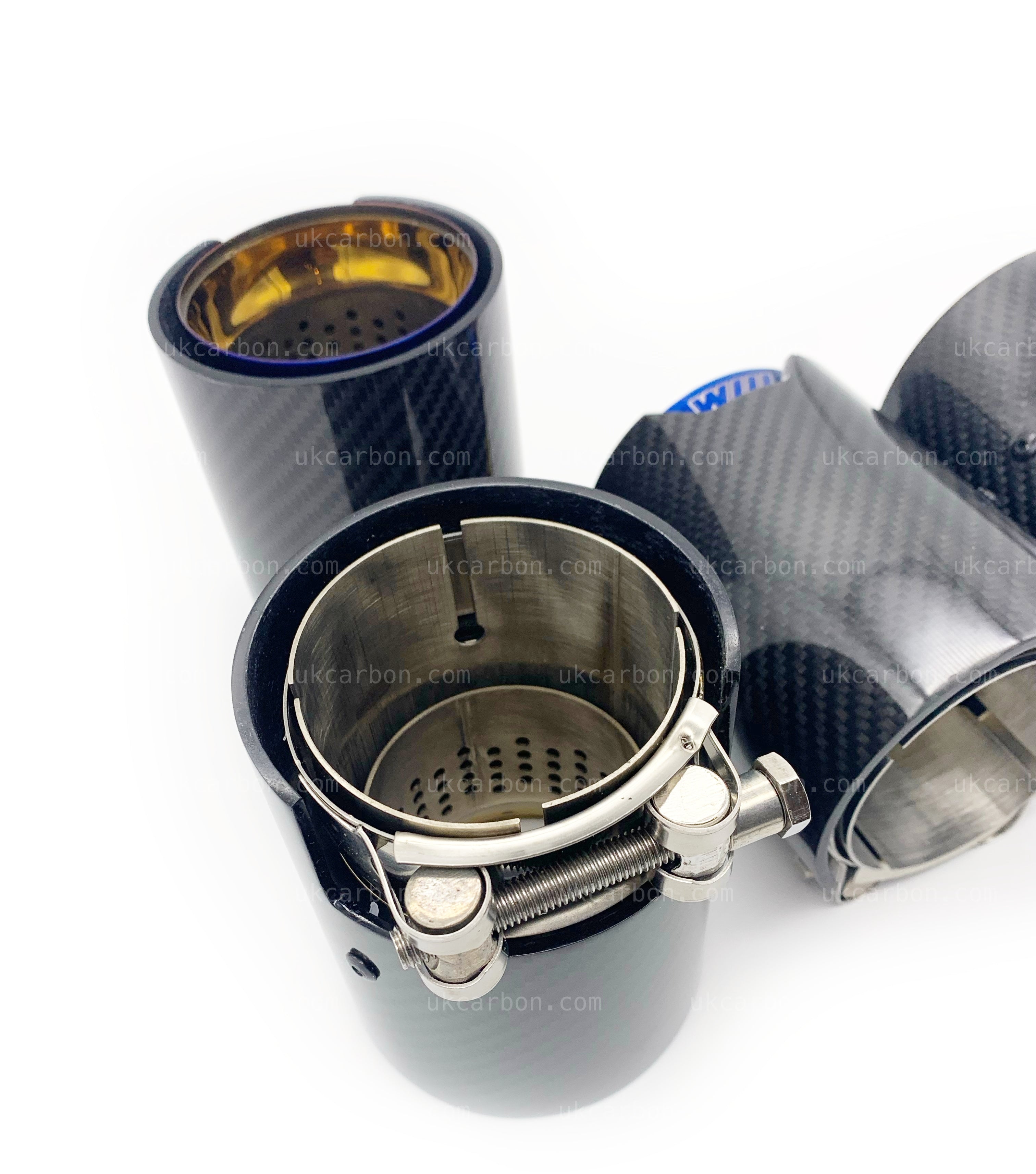 BMW M2 M3 M4 Carbon Exhaust Tips Blue Fibre MP MPE F87 F80 F82 F83 by UKCarbon