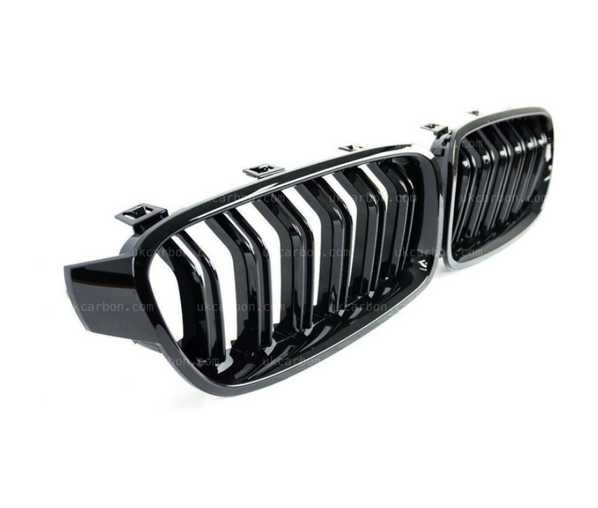 BMW 3 Series Gloss Black Kidney Grille Twin Bar Slat F30 F31 by UKCarbon