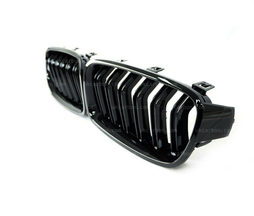 BMW 3 Series Gloss Black Kidney Grille Twin Bar Slat F30 F31 by UKCarbon