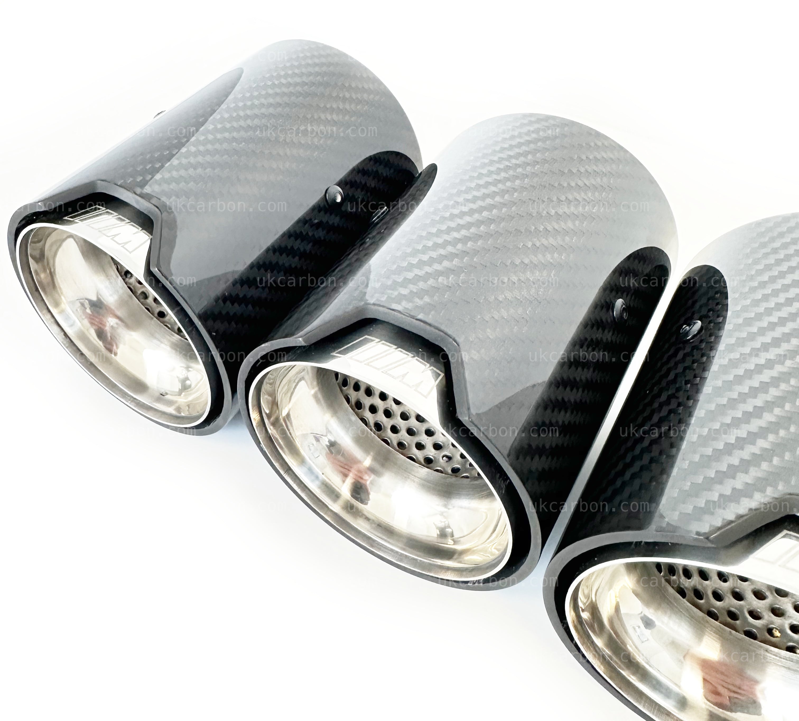 BMW M2 M3 M4 Carbon Exhaust Tips Silver Fibre MP MPE F87 F80 F82 F83 by UKCarbon