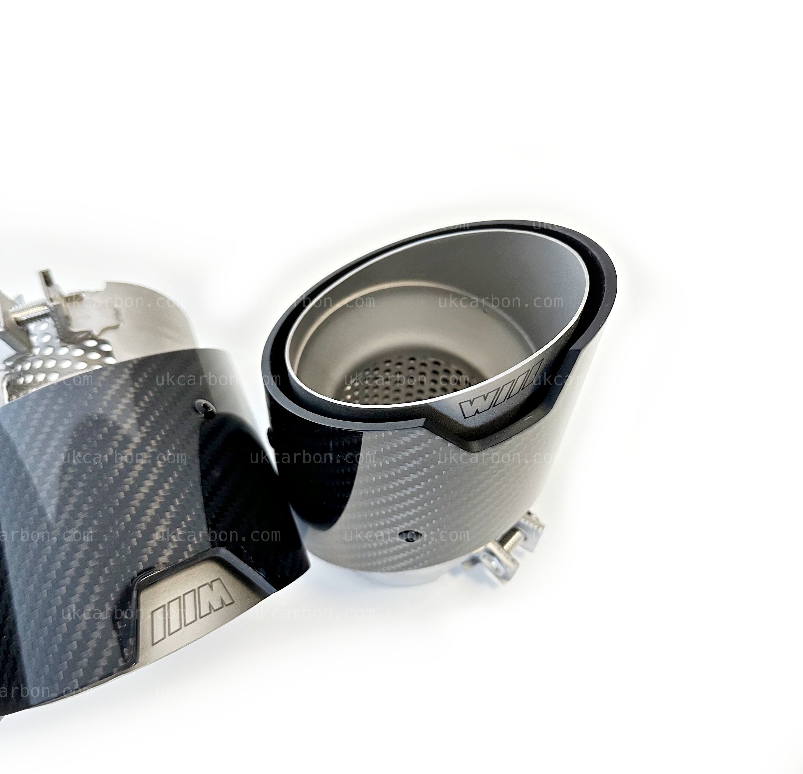 BMW M3 M4 G80 G82 G83 M Performance Carbon Silver Exhaust Tips MP By UKCarbon