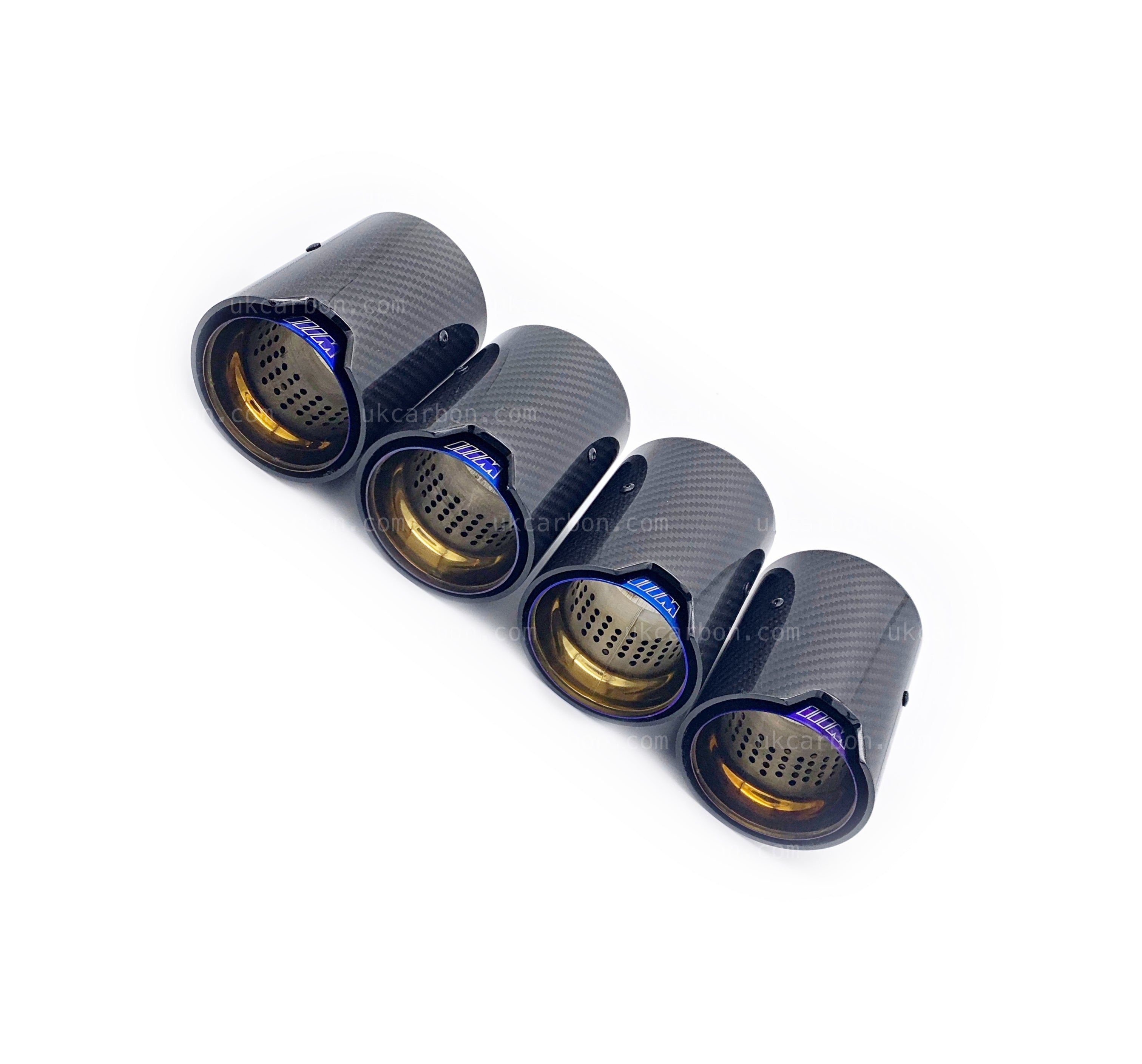 BMW M2 M3 M4 Carbon Exhaust Tips Blue Fibre MP MPE F87 F80 F82 F83 by UKCarbon