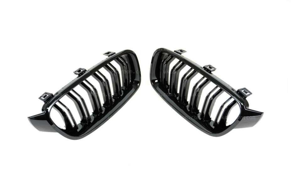 BMW 3 Series Gloss Black Kidney Grille Twin Bar Slat F30 F31 by UKCarbon