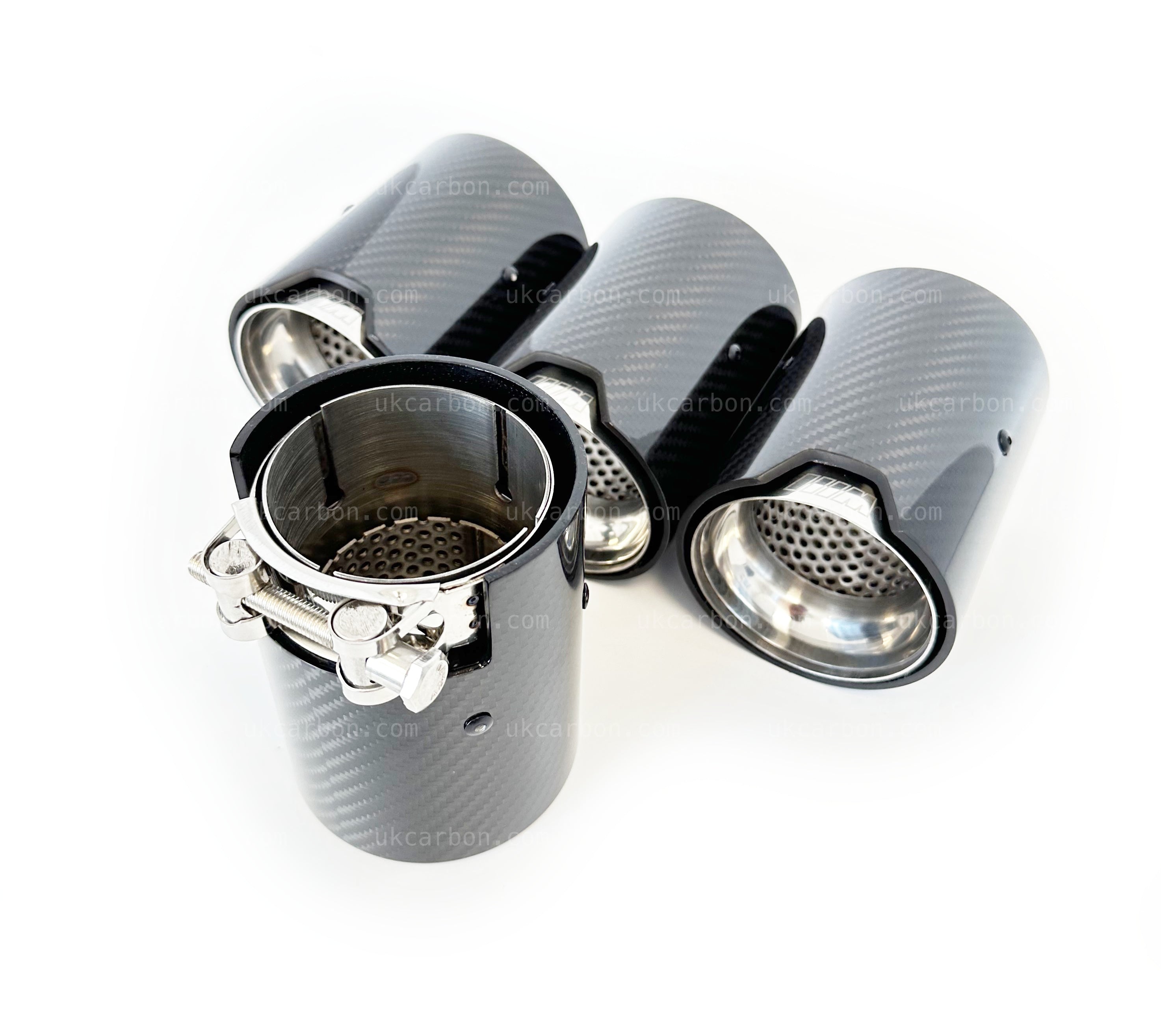BMW M2 M3 M4 Carbon Exhaust Tips Silver Fibre MP MPE F87 F80 F82 F83 by UKCarbon