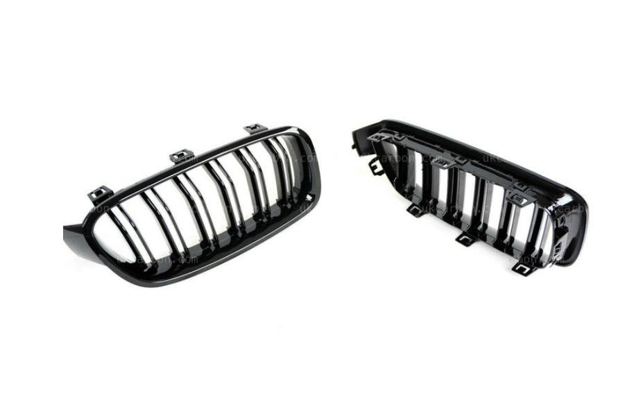 BMW 3 Series Gloss Black Kidney Grille Twin Bar Slat F30 F31 by UKCarbon