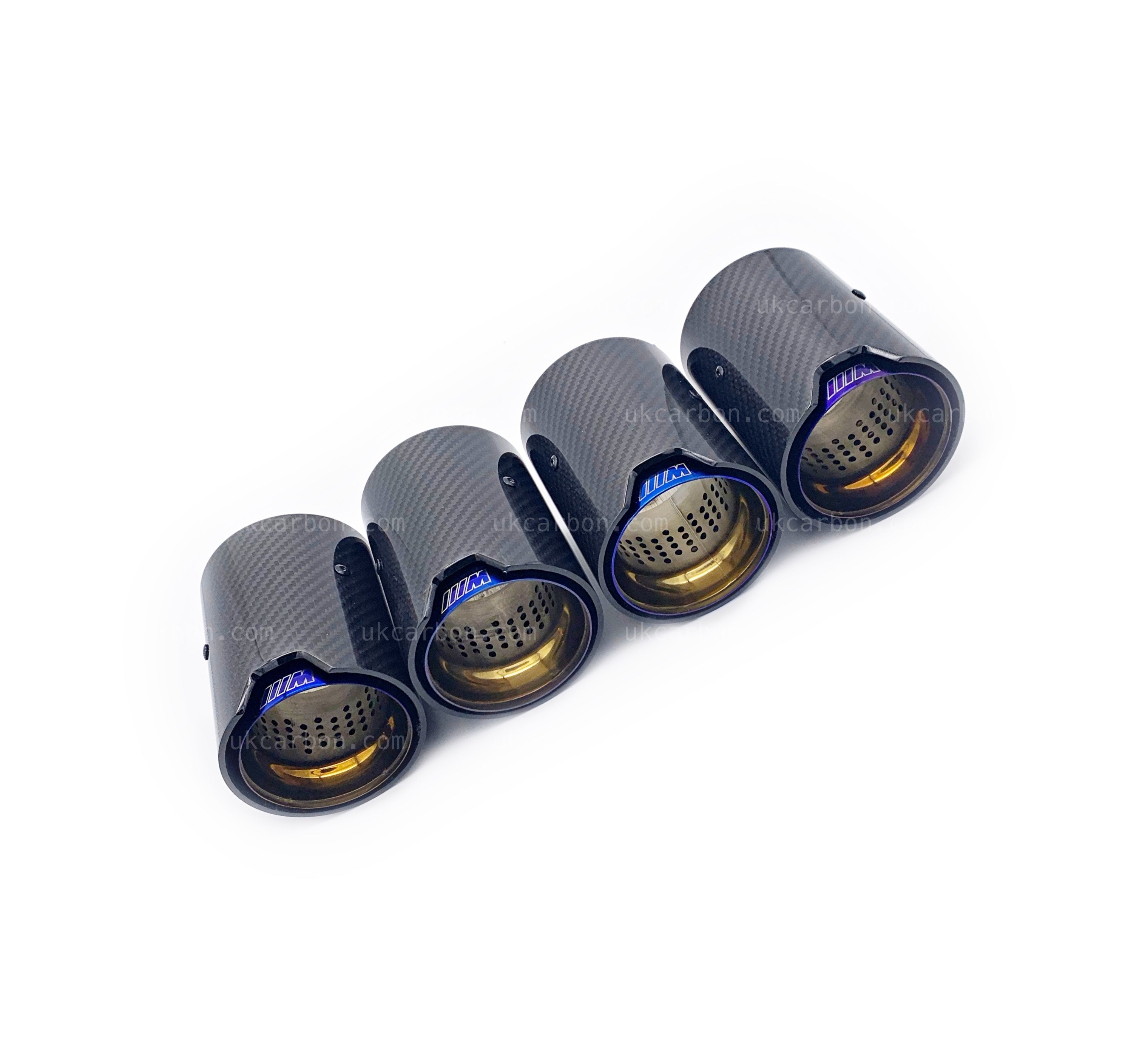 BMW M2 M3 M4 Carbon Exhaust Tips Blue Fibre MP MPE F87 F80 F82 F83 by UKCarbon