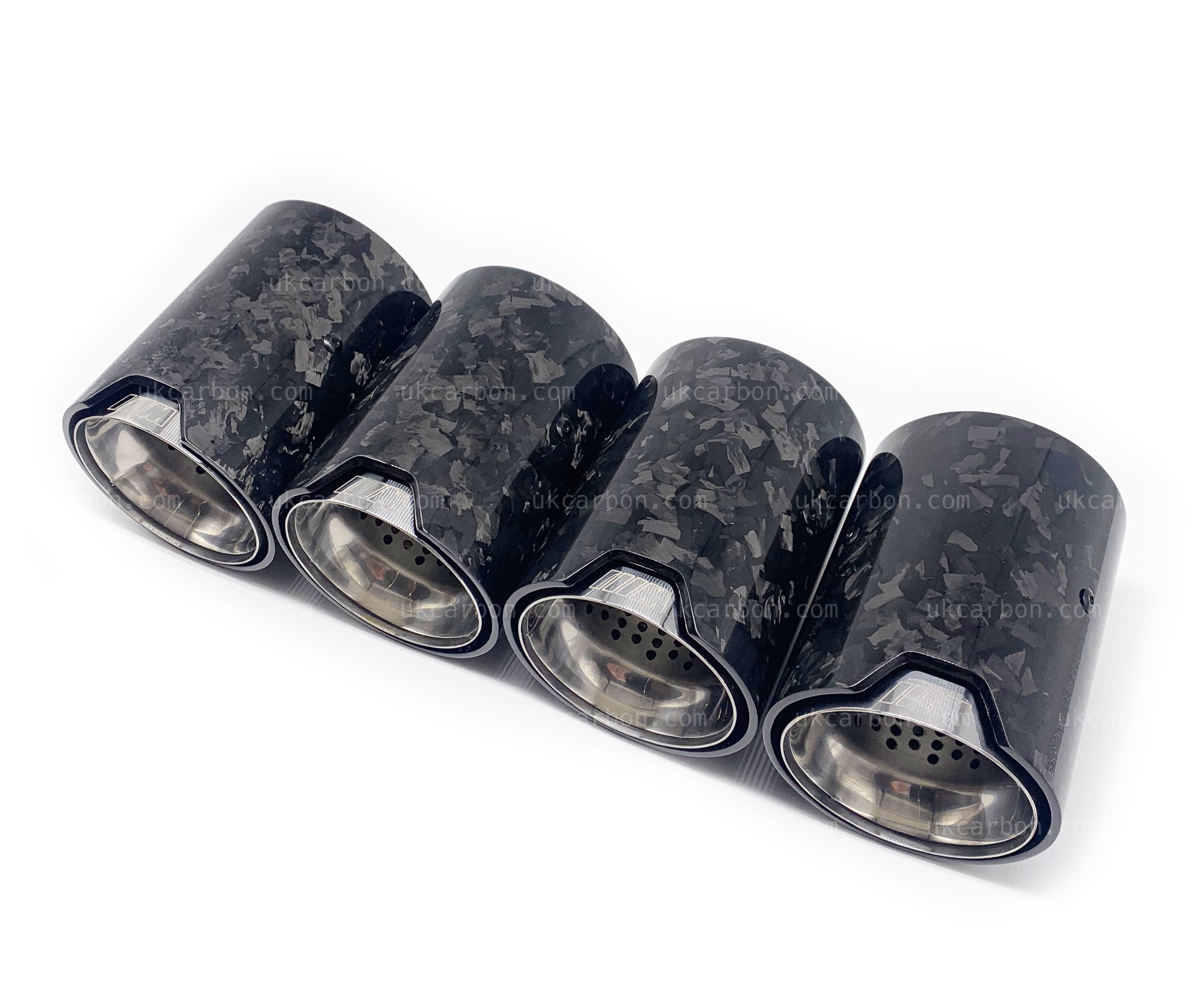 BMW M2 M3 M4 Exhaust Tips Silver Forged Carbon Fibre F87 F80 F82 F83 by UKCarbon