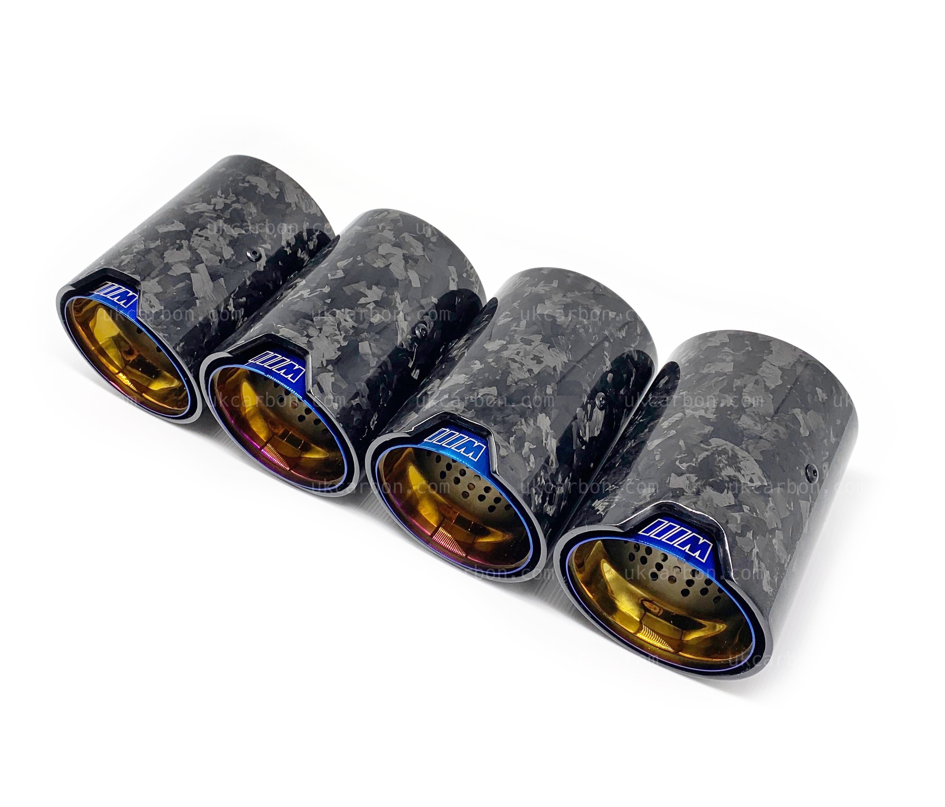 BMW M2 M3 M4 Exhaust Tips Blue Forged Carbon Fibre F87 F80 F82 F83 by UKCarbon