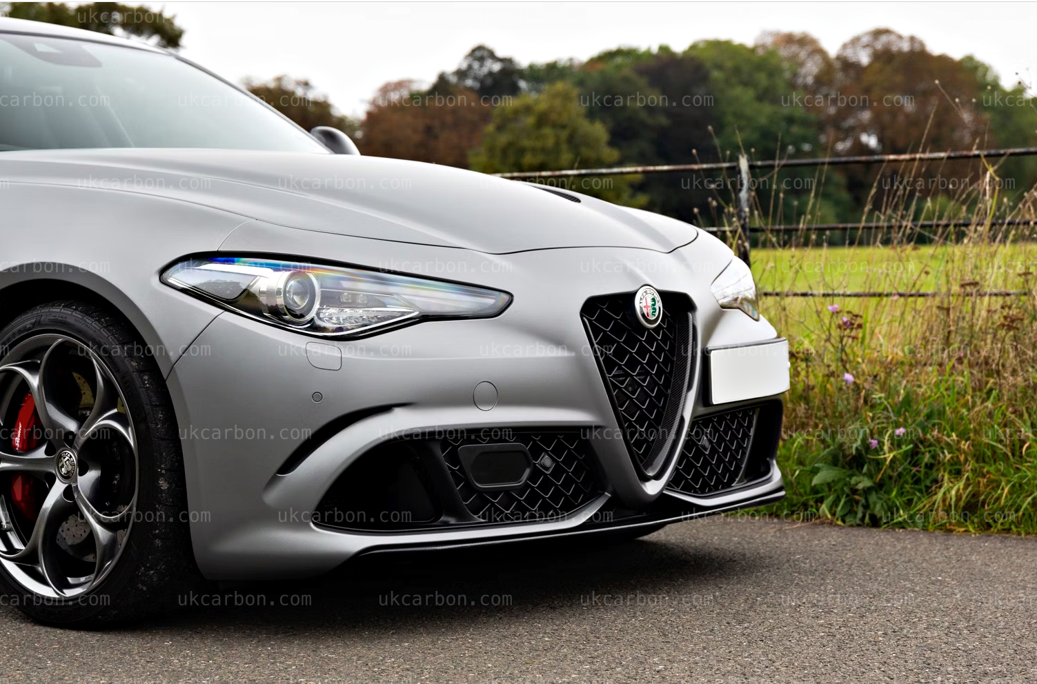 Alfa Romeo Giulia Carbon Fibre V Shield Grill Cover by UKCarbon