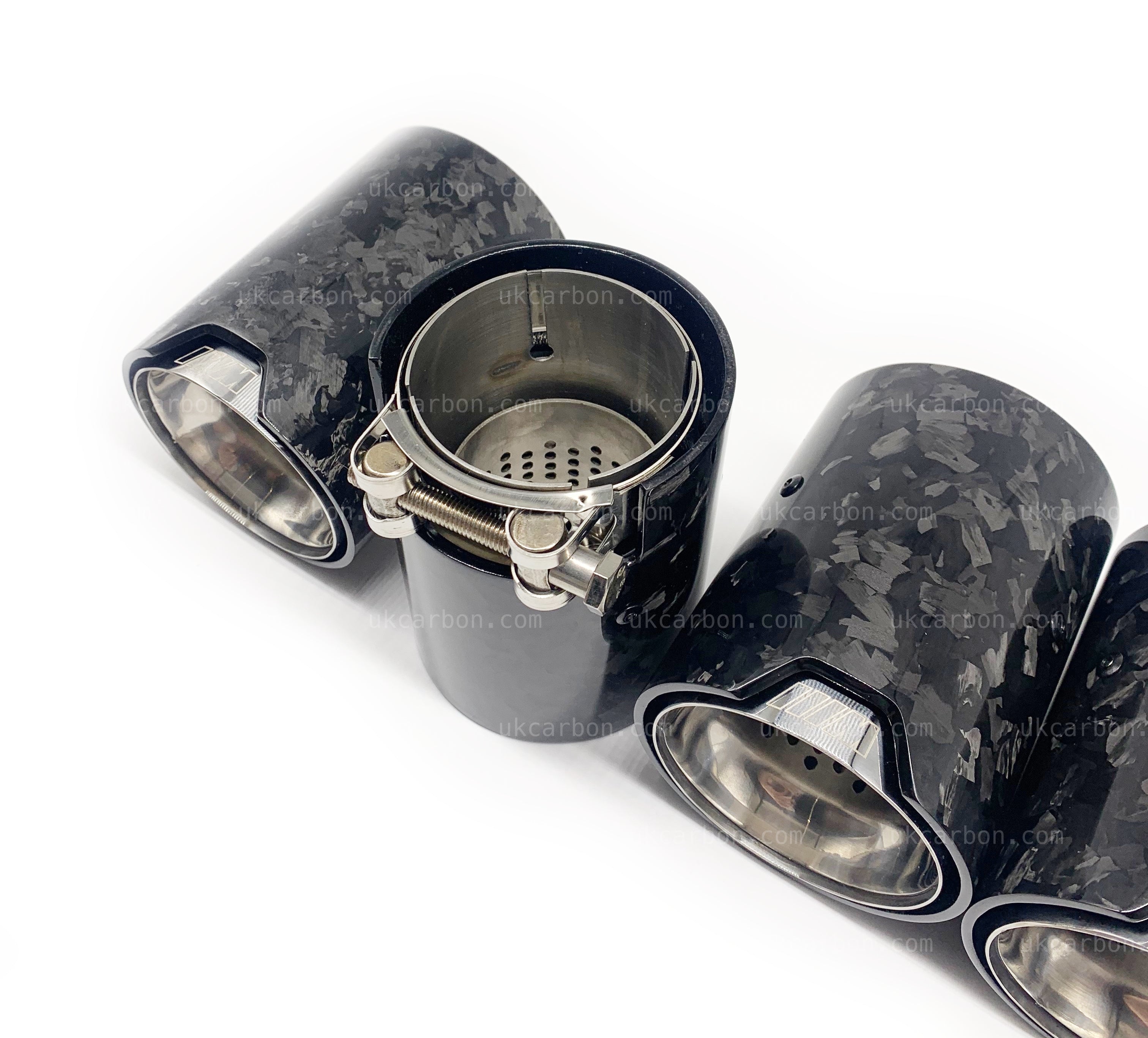 BMW M2 M3 M4 Exhaust Tips Silver Forged Carbon Fibre F87 F80 F82 F83 by UKCarbon