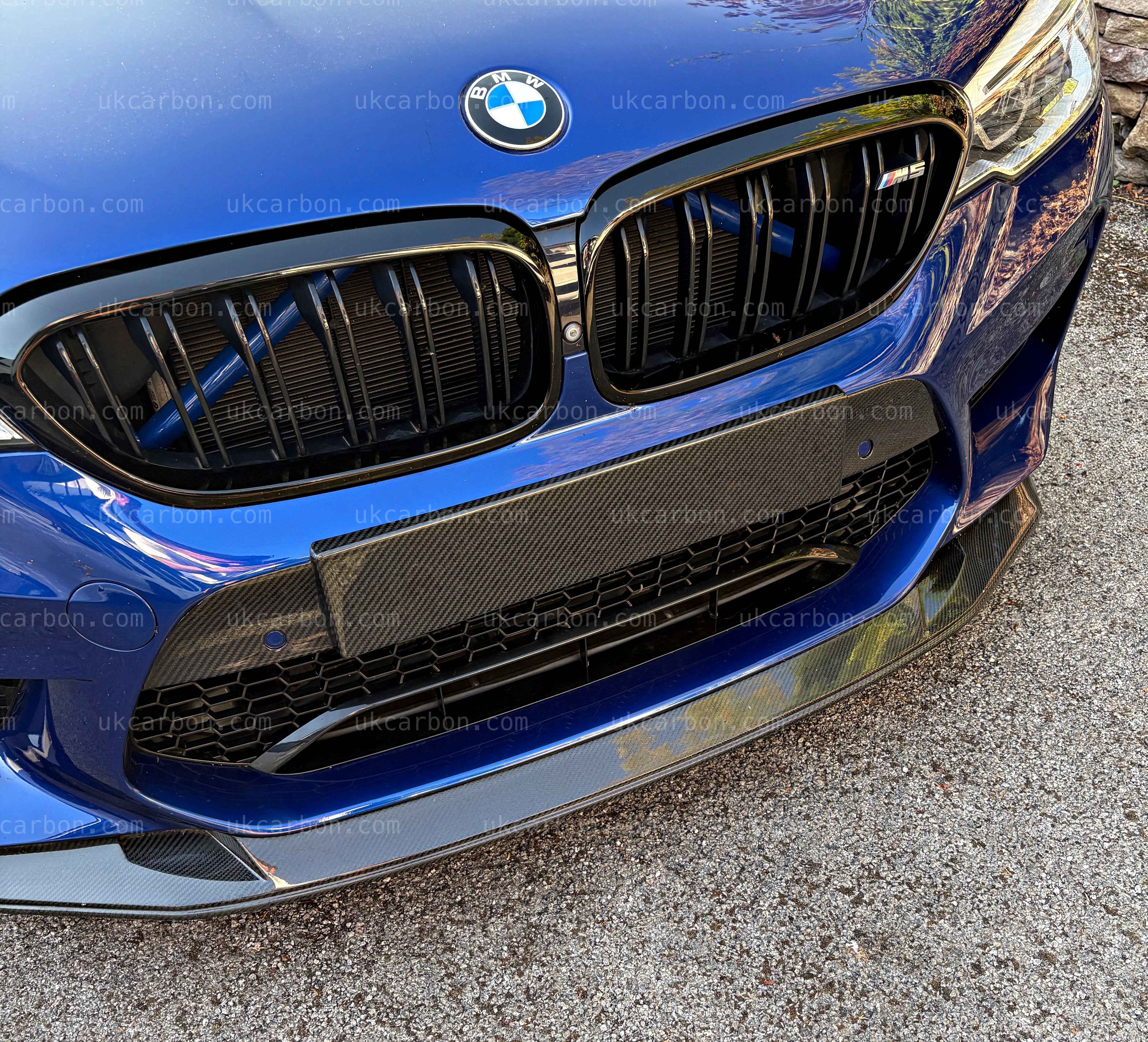 BMW M5 Carbon Bumper Front Number Plate M Performance Splitter Kit by UKCarbon