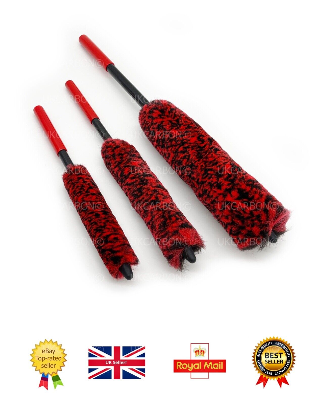 Alloy Wheel Cleaning Soft Brush Microfibre Wool Wand None Scratch Tool Large 3pc