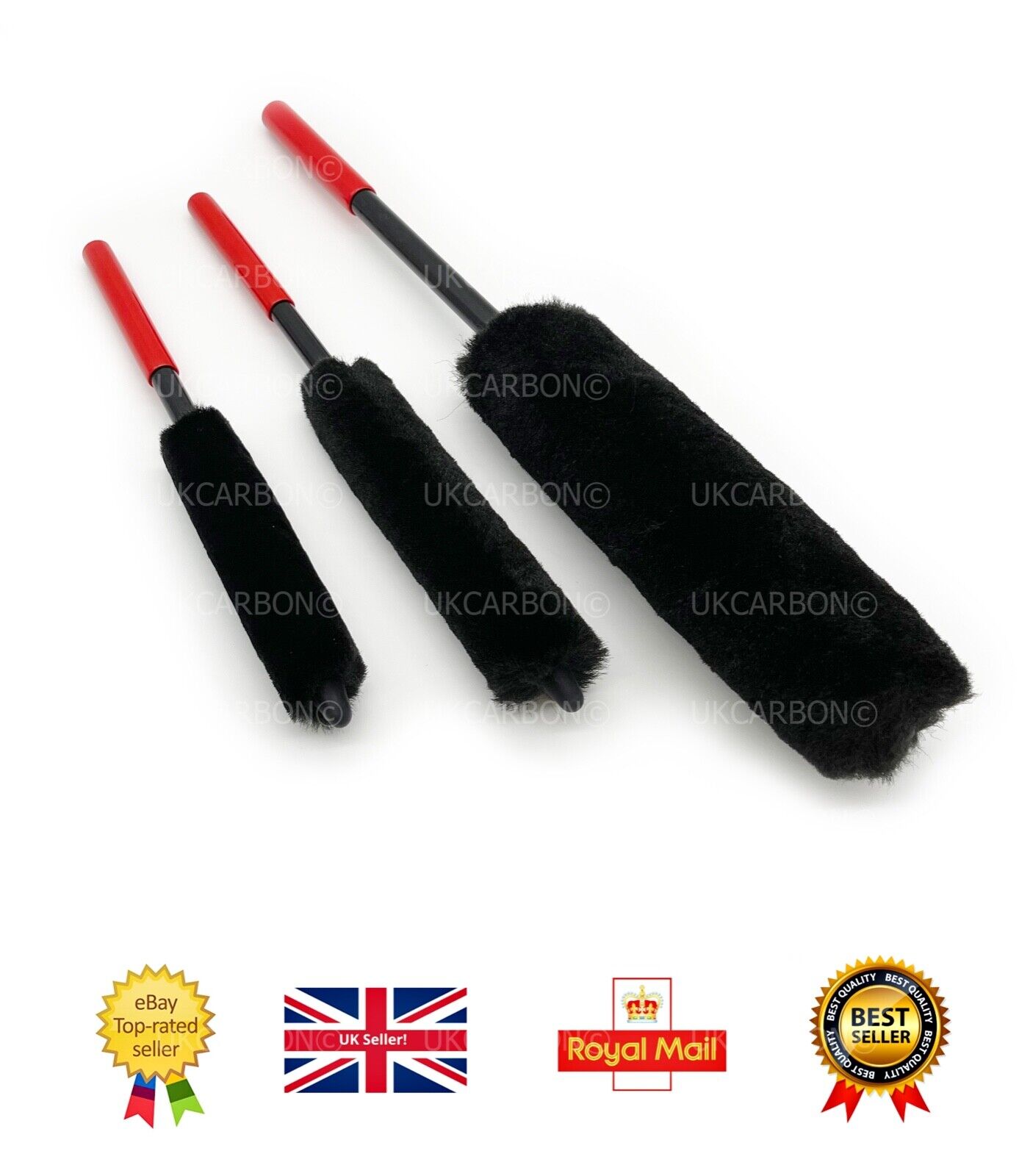 Alloy Wheel Cleaning Detailing Soft Wand Microfibre Wool Brush None Scratch 3pc