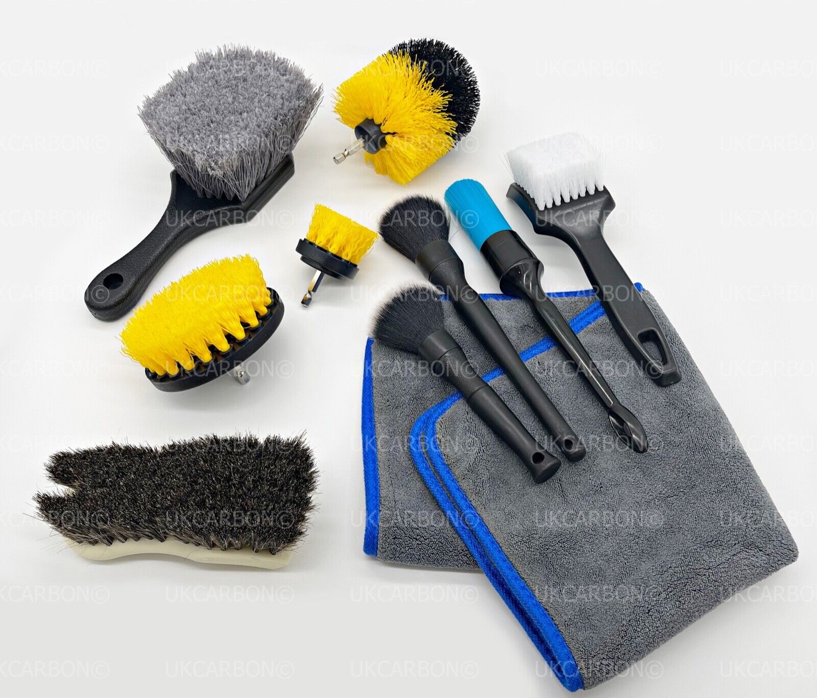 Car Cleaning Detailing Kit Set Interior Exterior Leather Wheel Drill Brush - UKCarbon