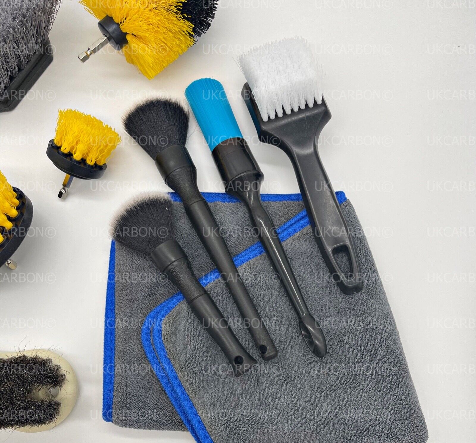 Car Cleaning Detailing Kit Set Interior Exterior Leather Wheel Drill Brush - UKCarbon