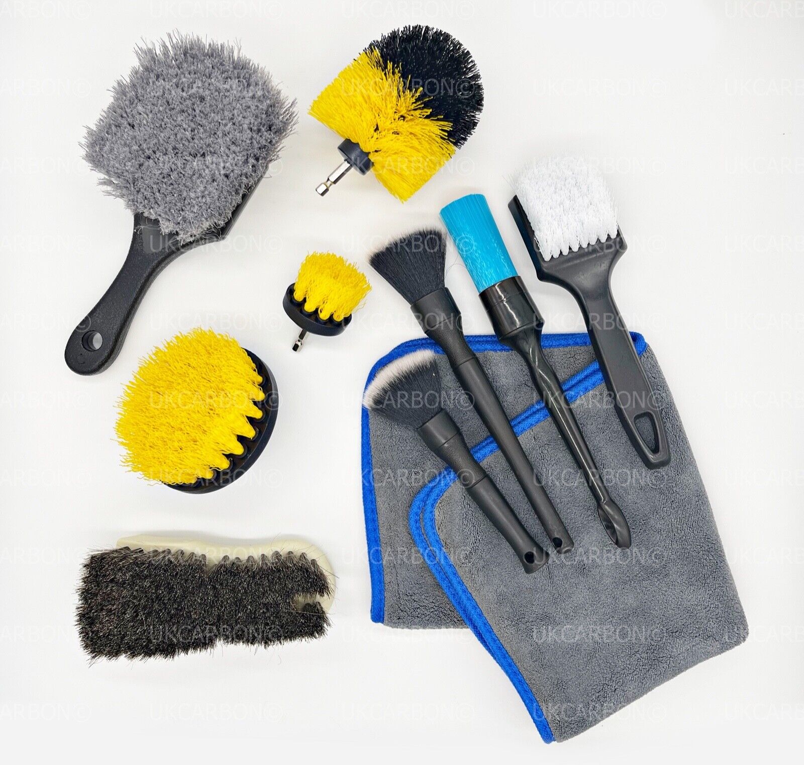 Car Cleaning Detailing Kit Set Interior Exterior Leather Wheel Drill Brush - UKCarbon