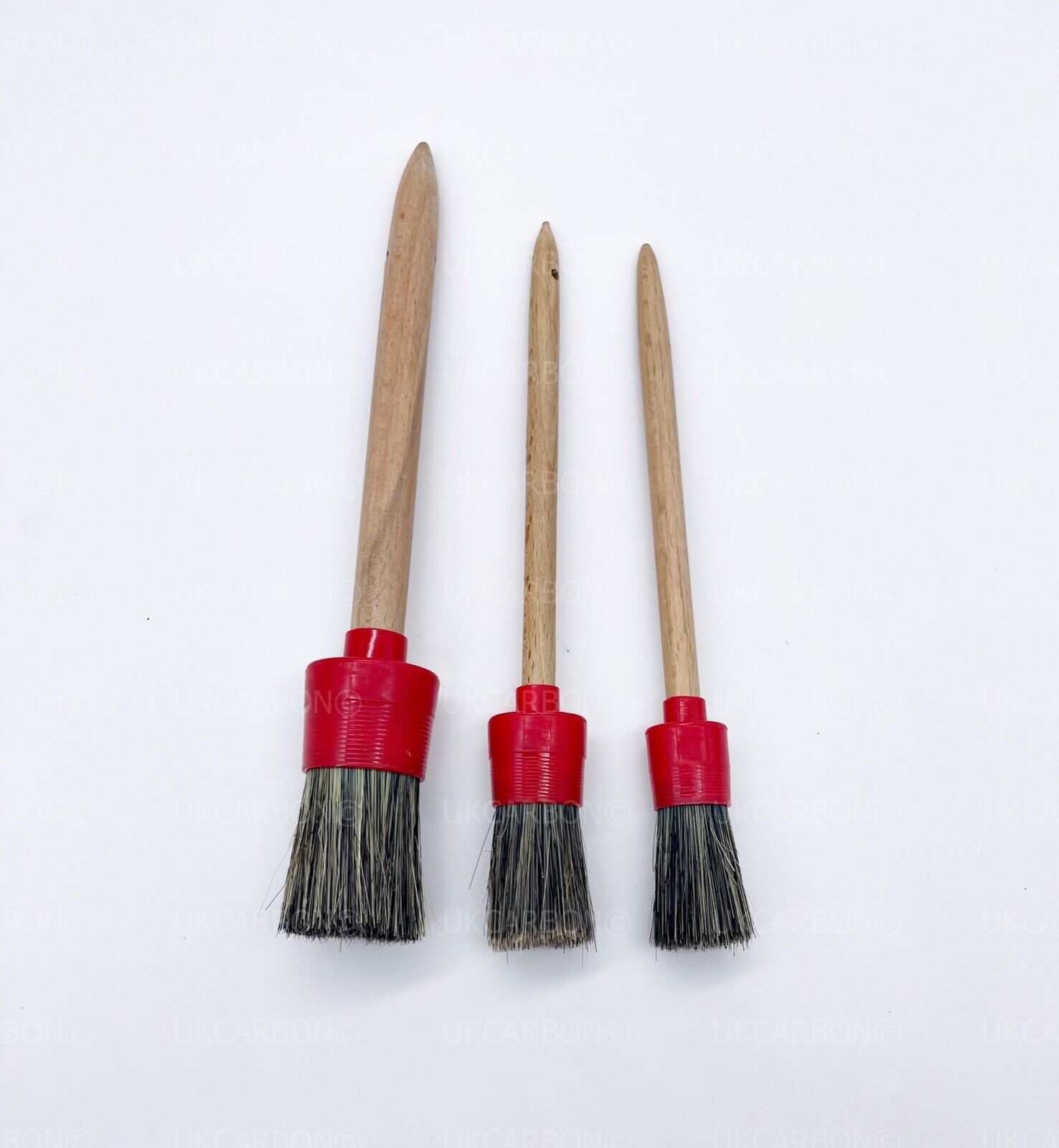 Car Valet Interior Alloy Wheel Cleaning Detailing REAL Boar Hair Brush Set of 3 - UKCarbon