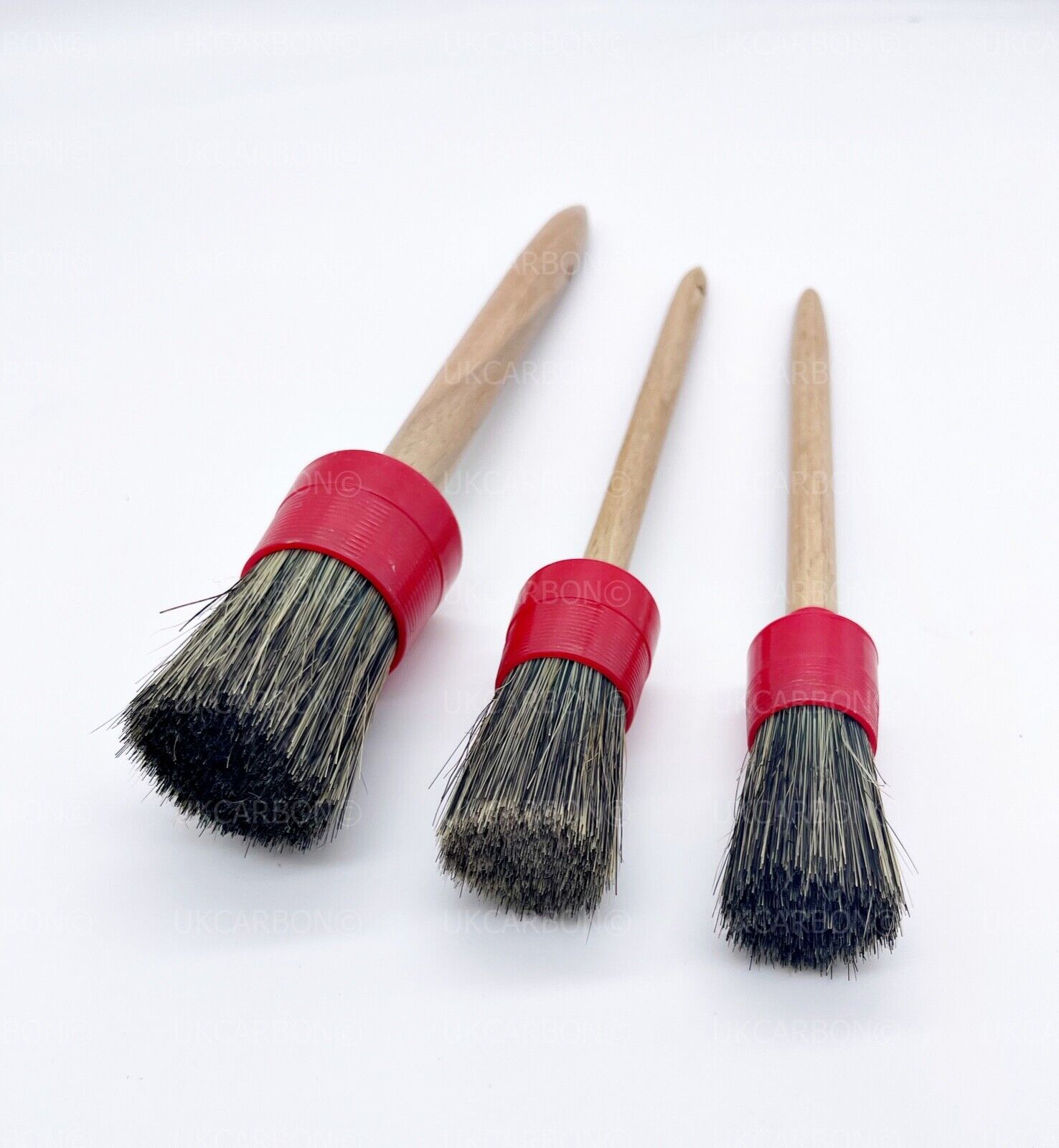 Car Valet Interior Alloy Wheel Cleaning Detailing REAL Boar Hair Brush Set of 3 - UKCarbon