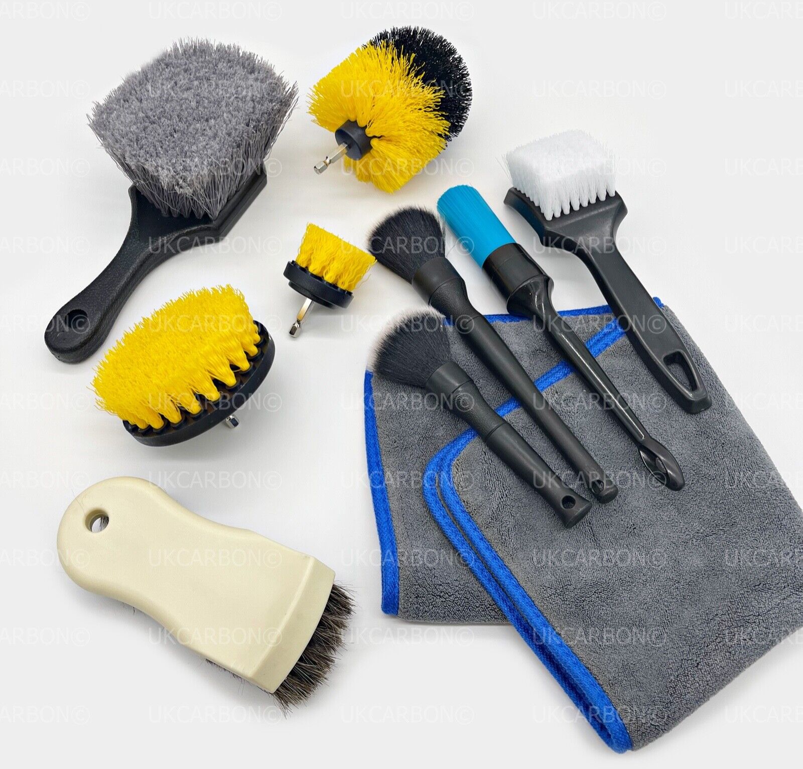 Car Cleaning Detailing Kit Set Interior Exterior Leather Wheel Drill Brush - UKCarbon