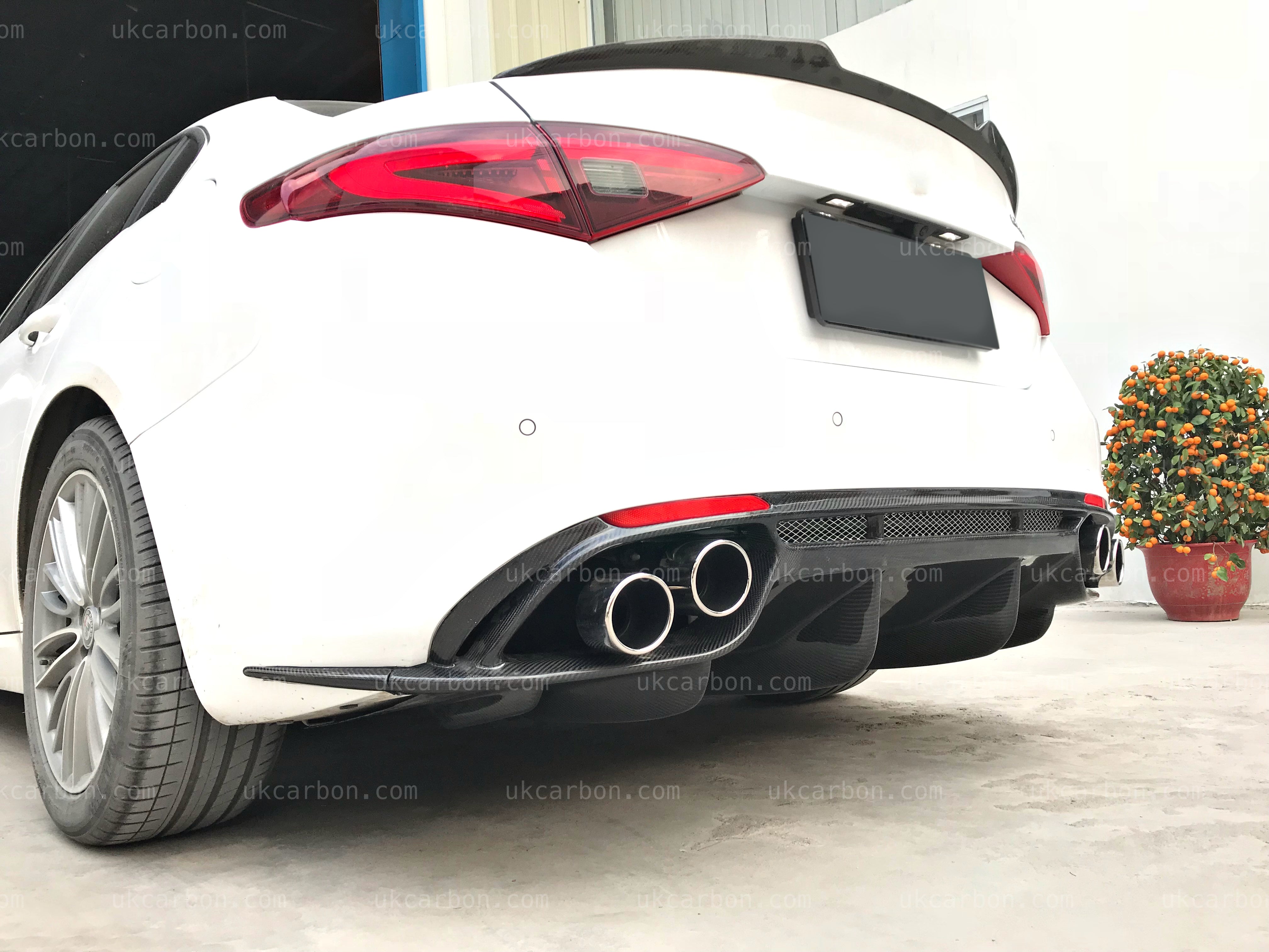 Alfa Romeo Giulia Diffuser Carbon Fibre Qaudrifolio Style Kit by UKCarbon
