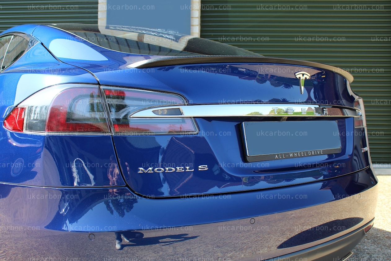 Tesla Model S Spoiler Matt Carbon Fibre Boot Lip Performance Style by UKCarbon