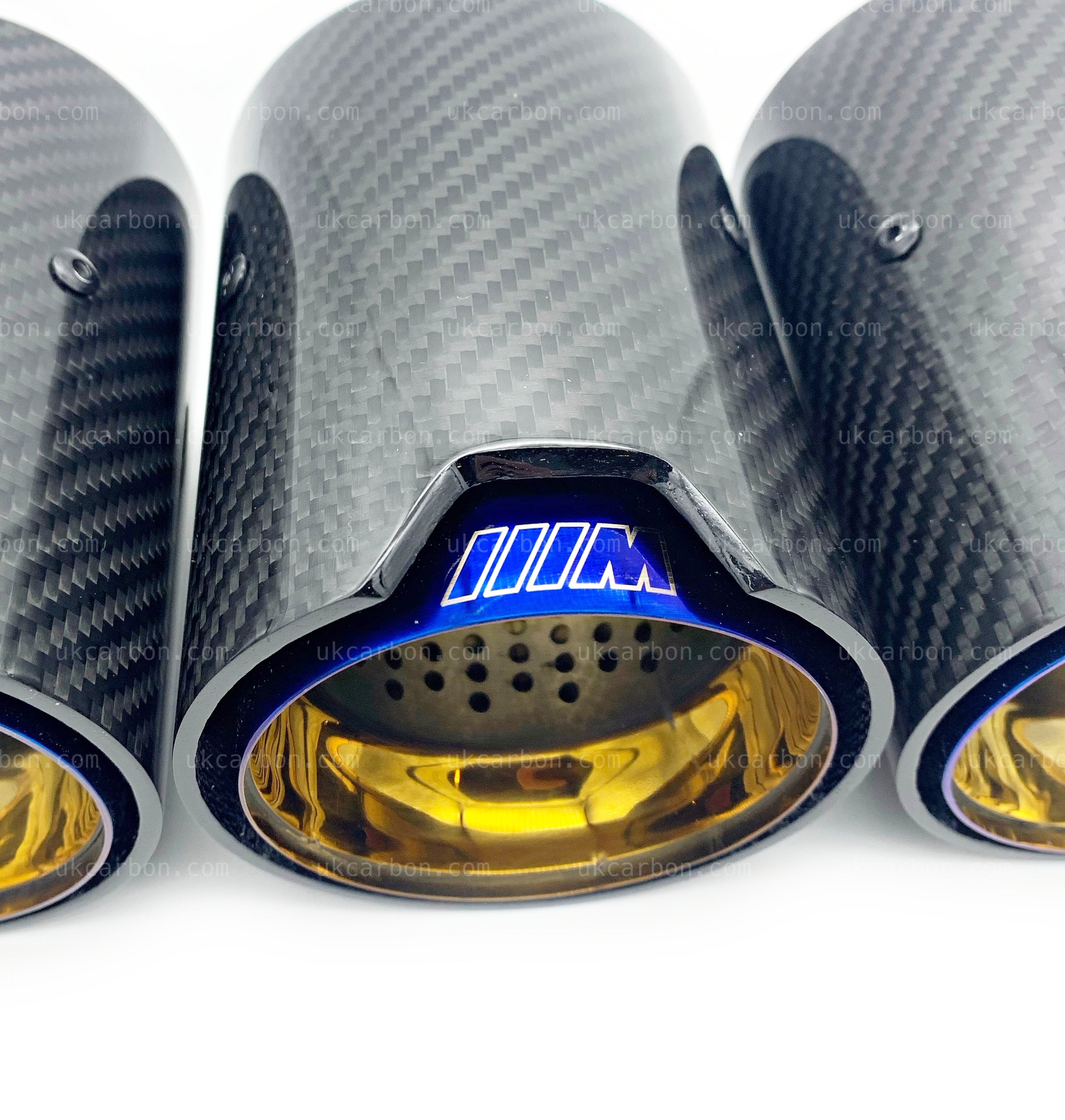 BMW M2 M3 M4 Carbon Exhaust Tips Blue Fibre MP MPE F87 F80 F82 F83 by UKCarbon