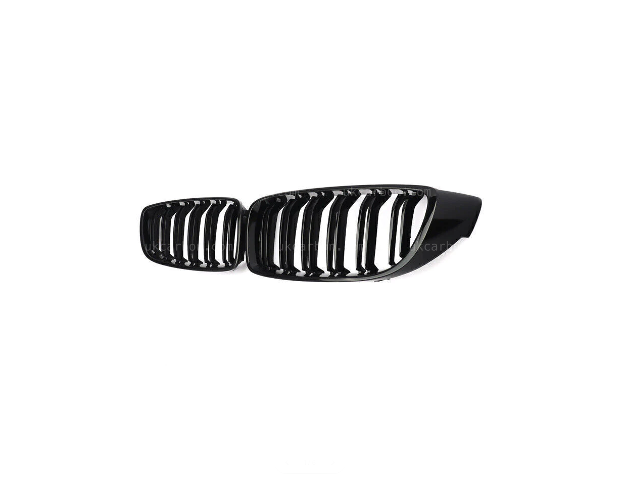 BMW 4 Series Gloss Black Kidney Grille Twin Bar Slat F33 F36 F32 by UKCarbon