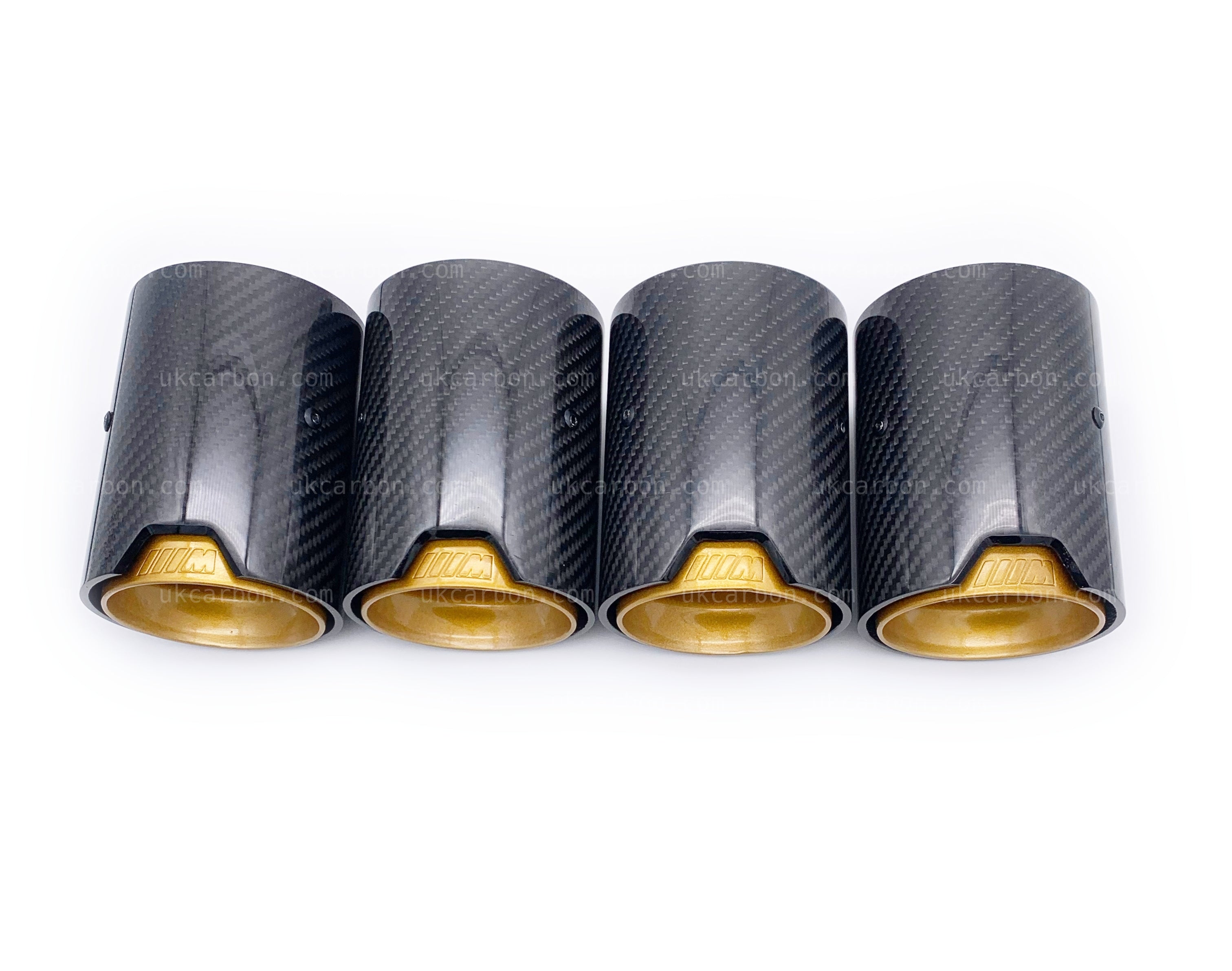 BMW M2 M3 M4 Carbon Exhaust Tips Gold Fibre MP MPE F87 F80 F82 F83 by UKCarbon