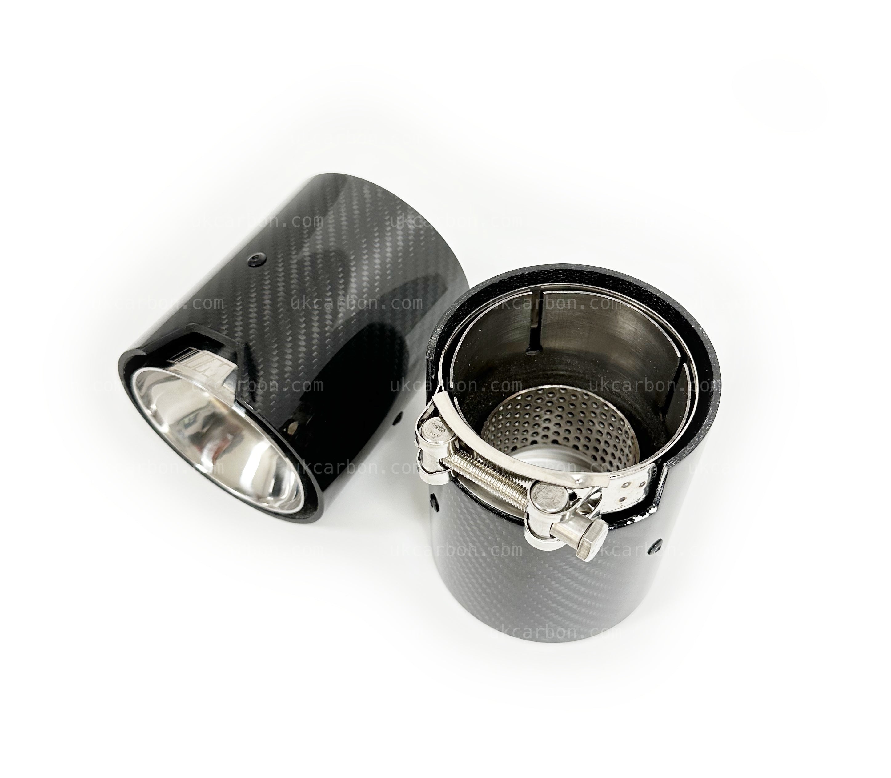 BMW M135i xDrive F40 Carbon Exhaust Tips M Performance Silver by UKCarbon