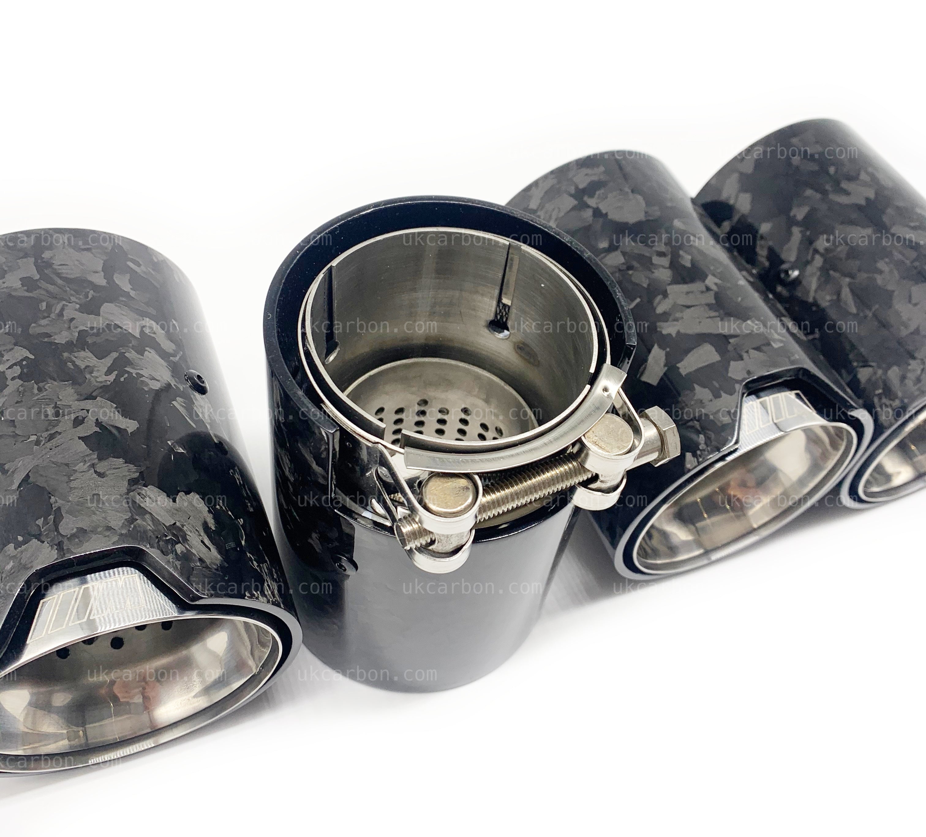 BMW M2 M3 M4 Exhaust Tips Silver Forged Carbon Fibre F87 F80 F82 F83 by UKCarbon
