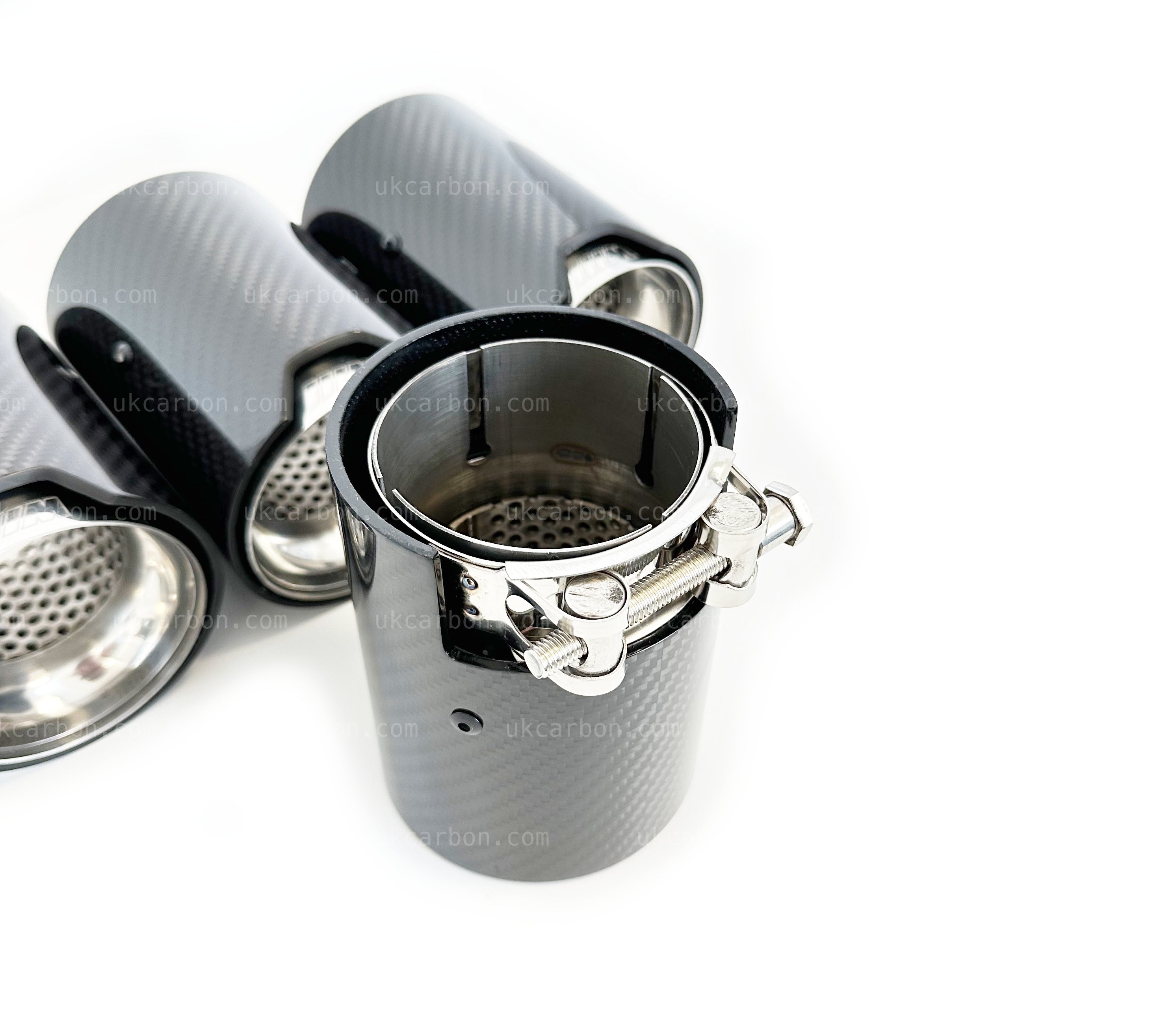 BMW M2 M3 M4 Carbon Exhaust Tips Silver Fibre MP MPE F87 F80 F82 F83 by UKCarbon
