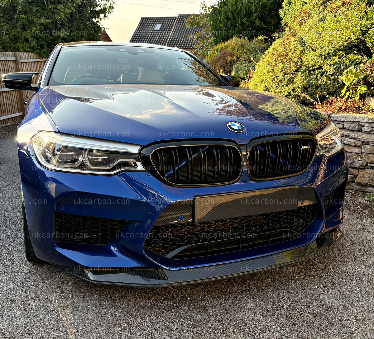 BMW M5 Carbon Bumper Front Number Plate M Performance Splitter Kit by UKCarbon