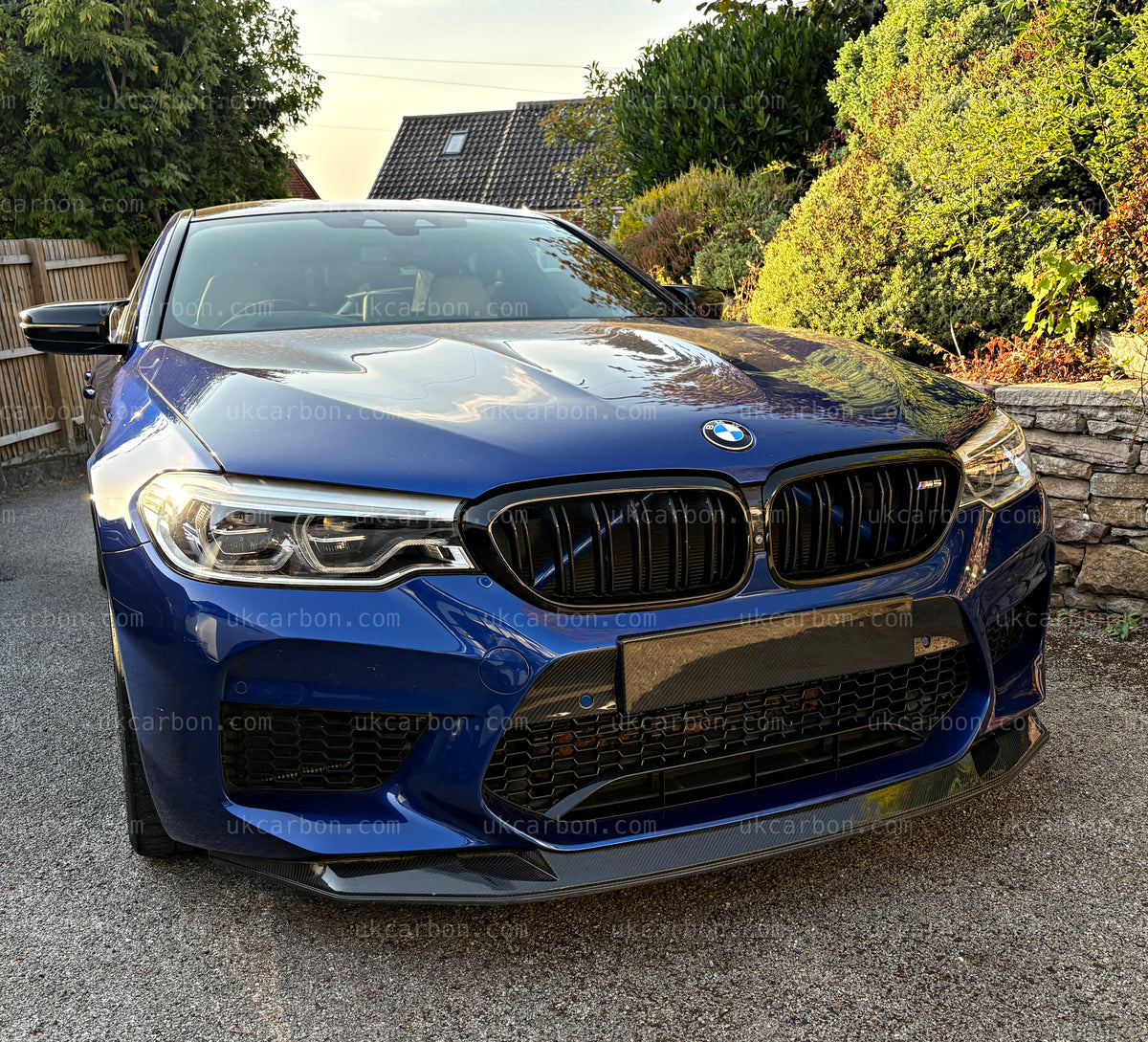 BMW M5 Carbon Bumper Front Number Plate M Performance Splitter Kit by UKCarbon