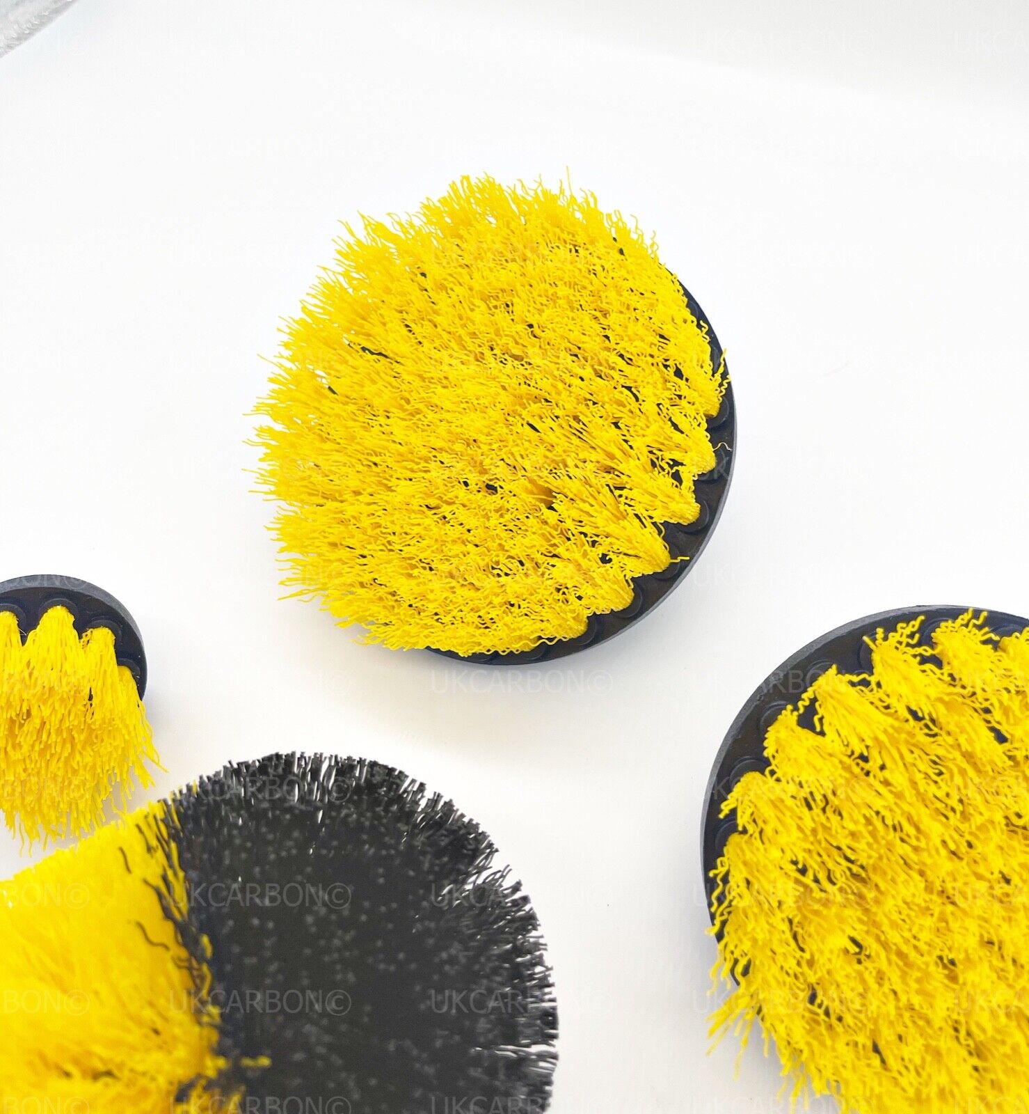 5x DRILL ATTACHMENT CLEANING BRUSH SET POWER SCRUB HOME CAR TILE BATHROOM YELLOW - UKCarbon