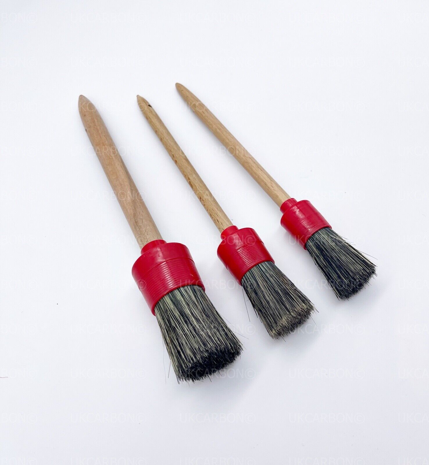 Car Valet Interior Alloy Wheel Cleaning Detailing REAL Boar Hair Brush Set of 3 - UKCarbon